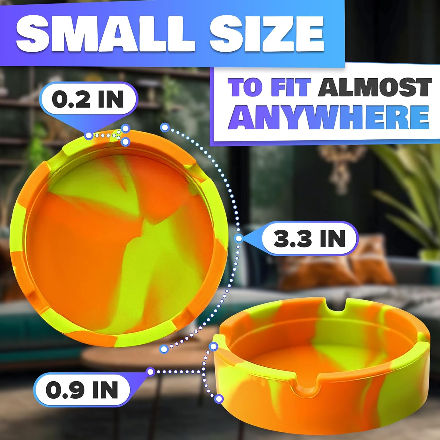 3Pcs Rubber Ash Tray Outdoors - Multicolor Small Ashtray for outside Patio, Temperature Resistant Ash Trays for outside - Flexible & Easy to Clean Silicone Ashtray image number 4