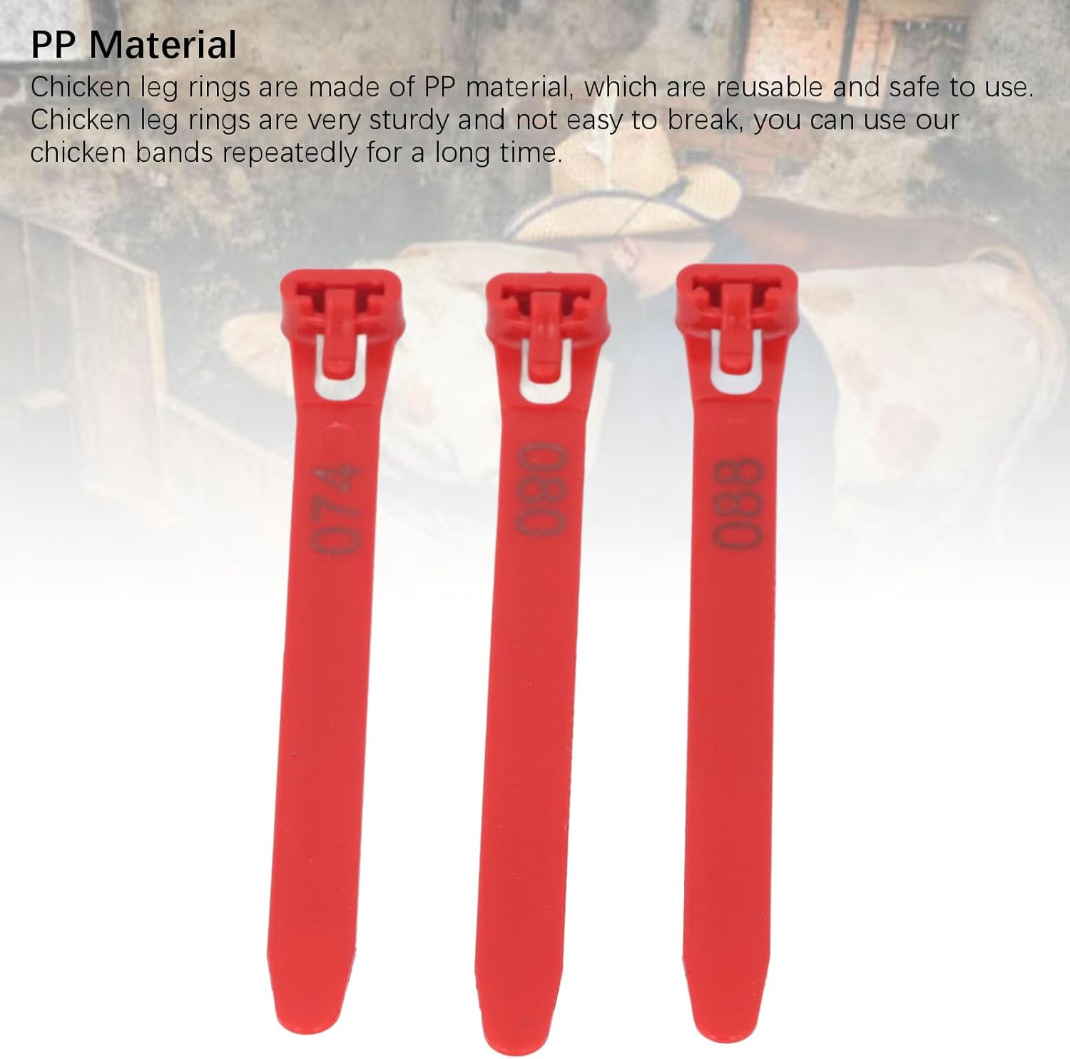 Generic Chicken Leg Rings, 1 to 100 Numbered, Red, Poultry Bands, 100 Count - Orange, Opening Size: 7-15Cm / 2.8-5.9In image number 3