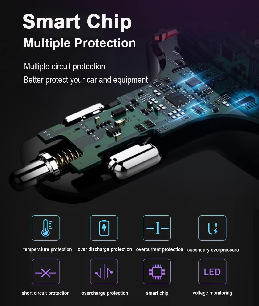 FM Transmitter, FM Transmitter Car, Bluetooth 5.0 Car Radio Audio Adapter MP3 Player with QC3.0 + 2.4 a Dual USB Charging Port, Support for Hands-Free Calling, U Disk, Voltage Detection, Ambient Light image number 6