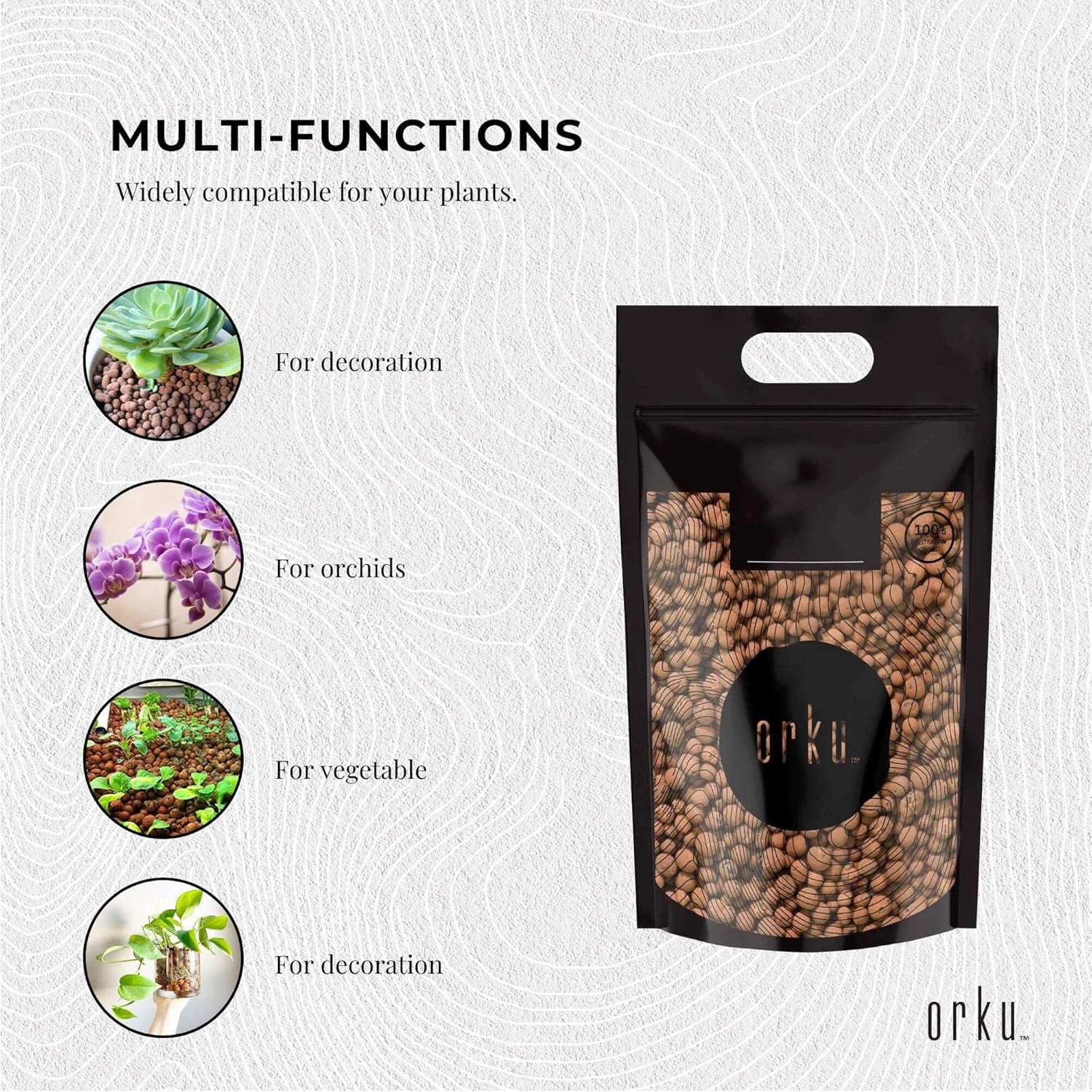 Orku Hydro Clay Balls Organic Premium Hydroponic Expanded Plant Growing Medium image number 3