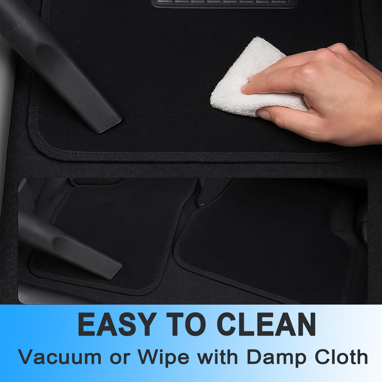 4Pcs All Weather Carpet Vehicle Floor Mats Carpet Floor Mats for Cars Universal Fit Automotive Floor Mats All Purpose Car Floor Mats Carpet Protector Mat for Most Sedan SUV Truck Floor Mats (Black) image number 5