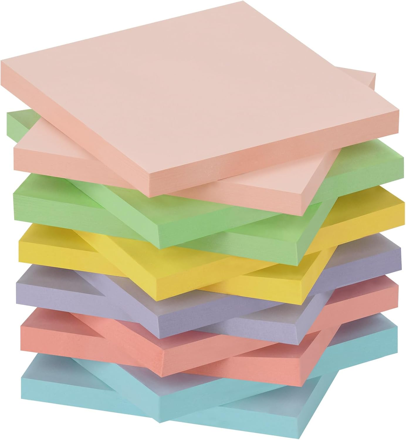 ZCZN 12 Pads Pastel Coloured Sticky Notes Jeju Colour, 60 Sheets per Pad, Use as Reminders, To-Do, Memos image number 4