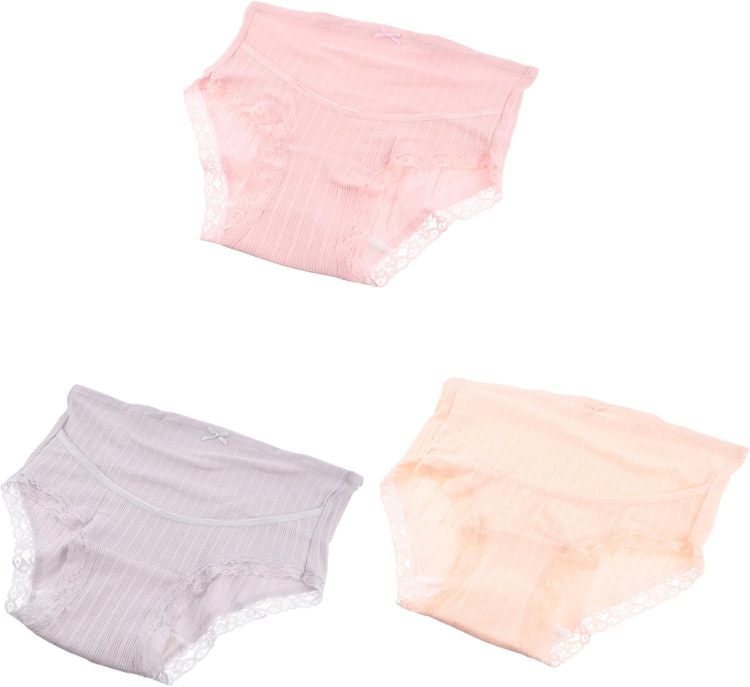 Baluue 3Pcs Cotton High Waist Maternity Panties Adjustable Pregnant Underwear Breathable Stretchy Supportive Women Splice Underpants Summer Soft Elastic image number 6