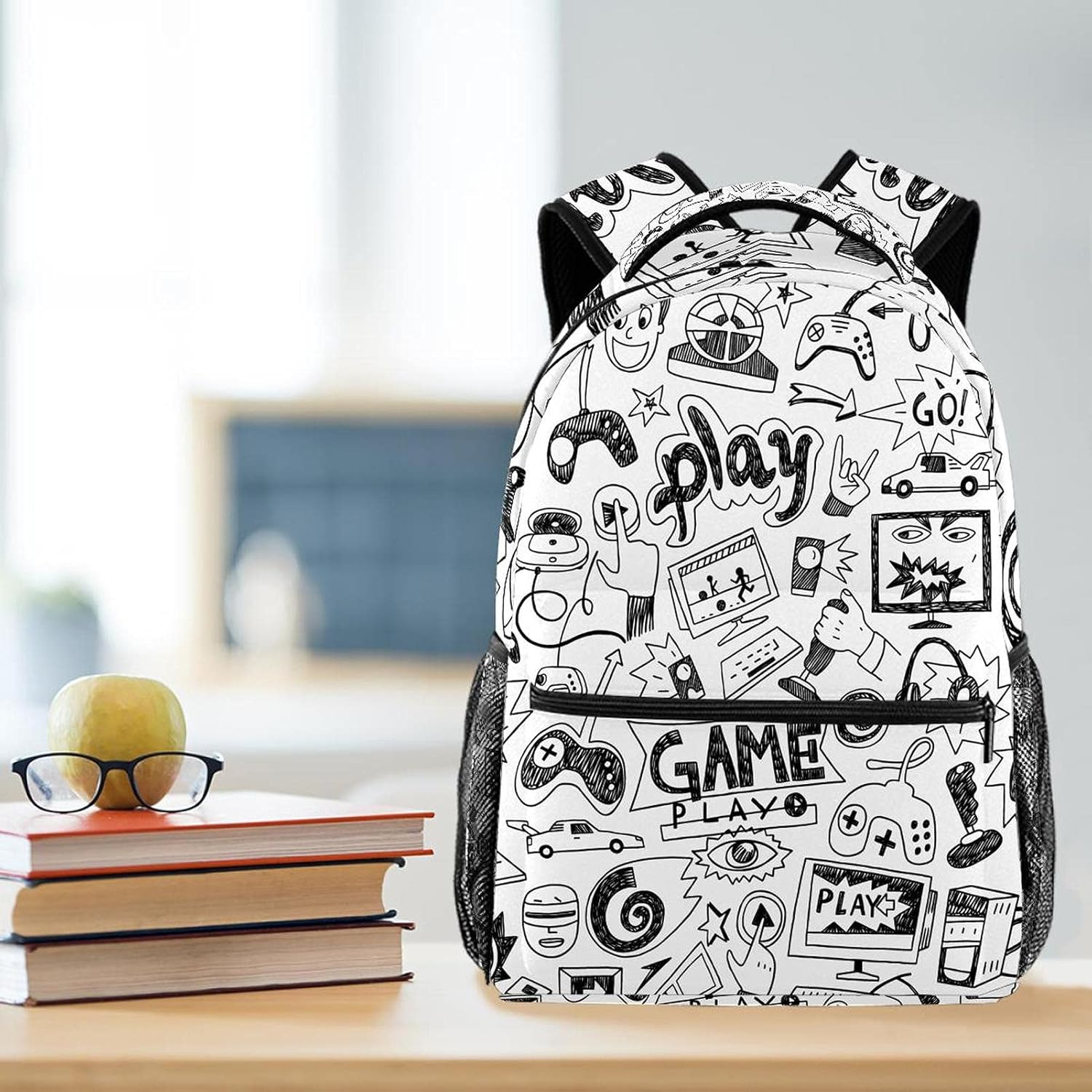 Computer Games Doodles Backpack Students Shoulder Bags Travel Bag College School Tote Backpacks