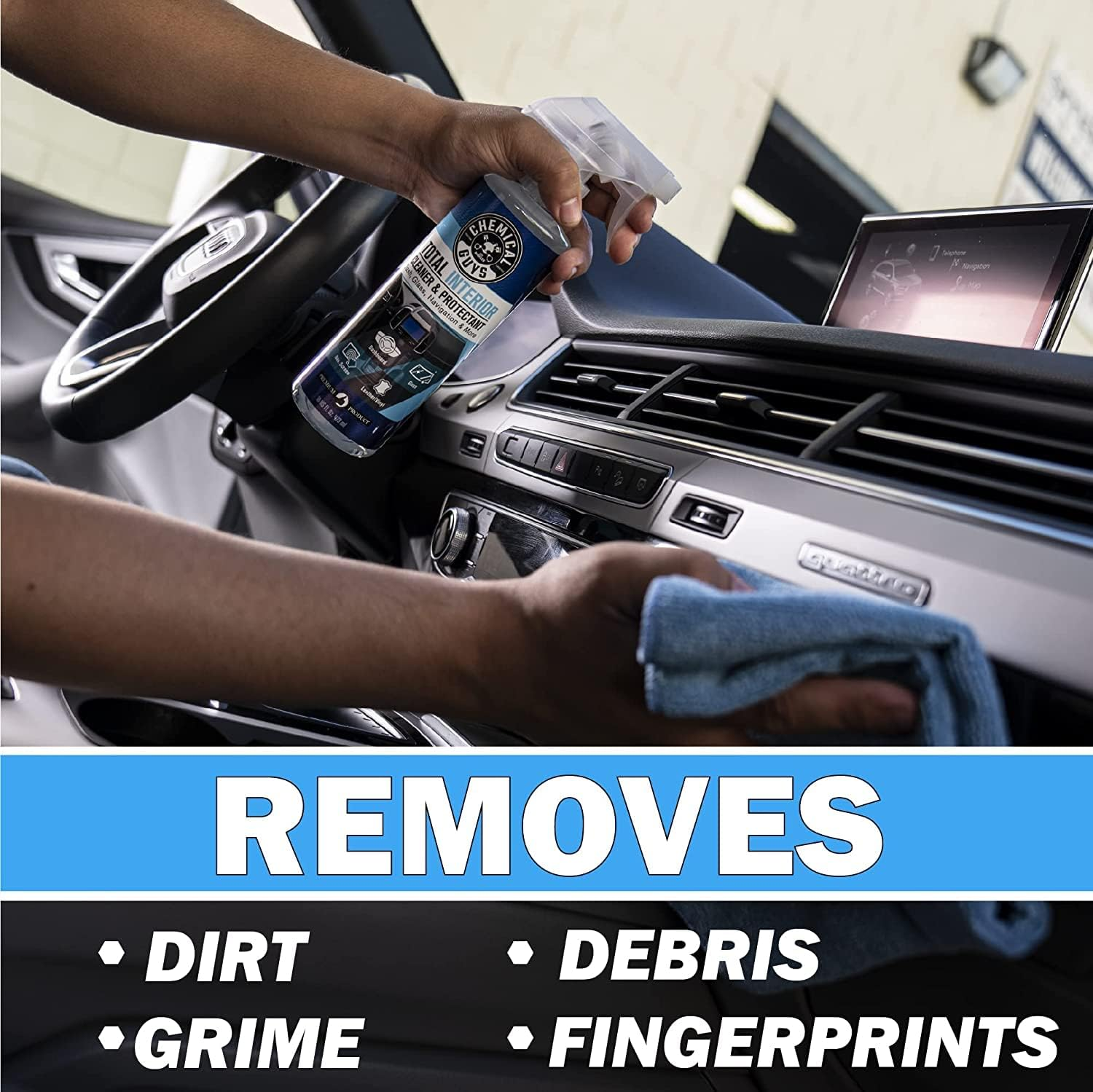 Chemical Guys Total Interior Cleaner & Protectant 473Ml + 3 Microfiber Towels &ndash; All-In-One Interior Car Cleaner for Leather, Vinyl, Plastic, Glass, Wood, Fabric &ndash; Safe for Cars, Suvs, Trucks, Rvs image number 1