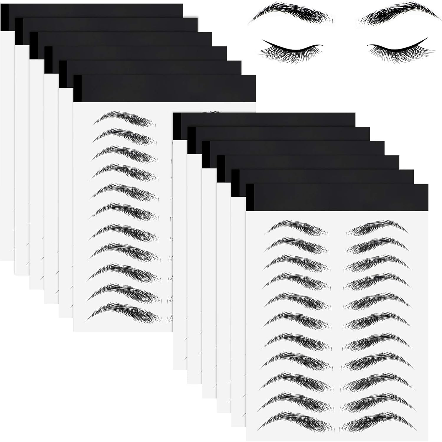 Maitys 12 Sheets 108 Pairs 4D Hair like Waterproof Eyebrow Tattoos Stickers Temporary Transfer Brows Decal Peel off Fake Eyebrow Sticker Instant Authentic Brow Decal for Women(Classic Style) image number 4