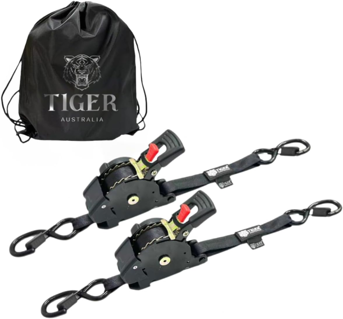 Tiger Australia Retractable Ratchet Straps 25Mm X 3M 800KG Heavy Duty 2-Pack image number 5