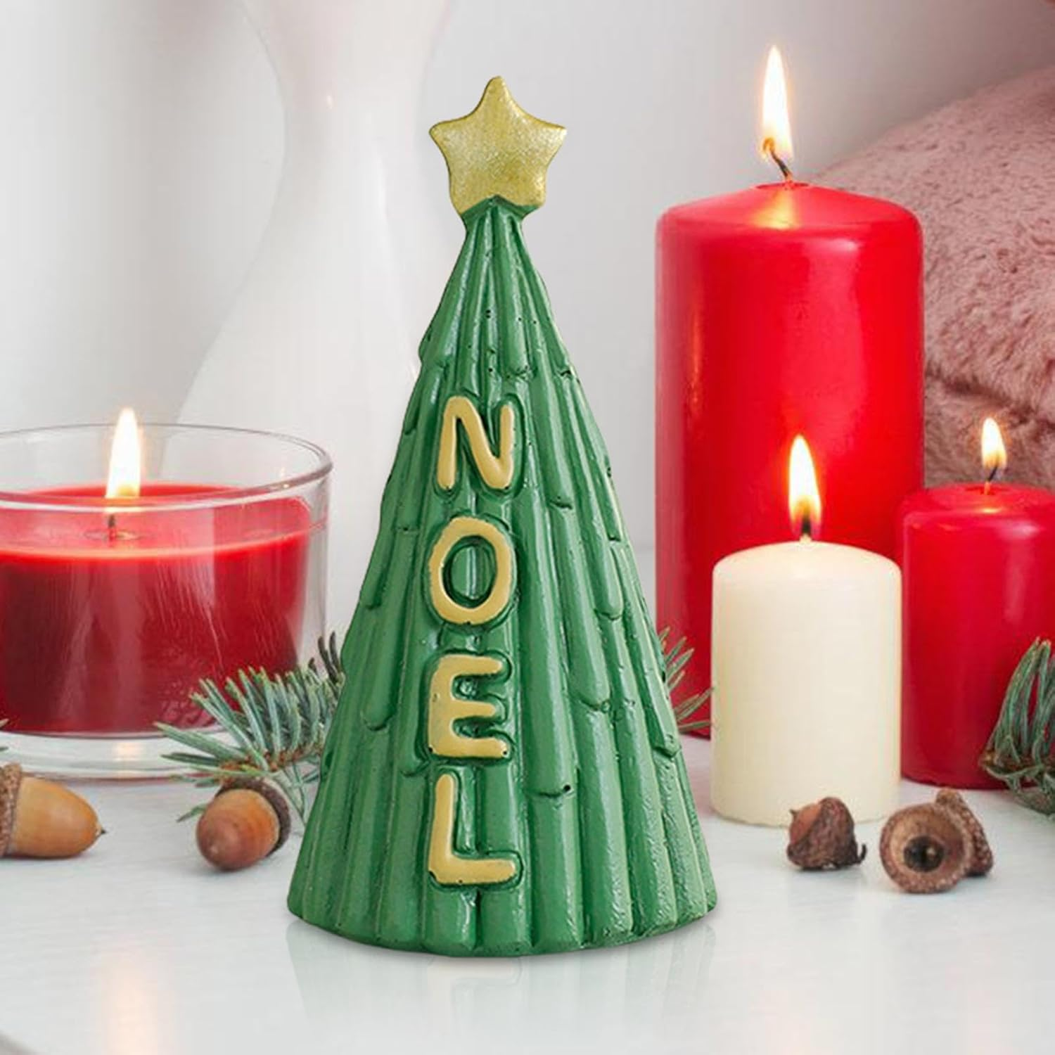 Resin Christmas Tree | Christmas Tabletop Resin Figurine Decor,Creative Miniature Christmas Tree Figurine Winter Desktop Ornament Set Statues for Holiday Table Decor image number 4