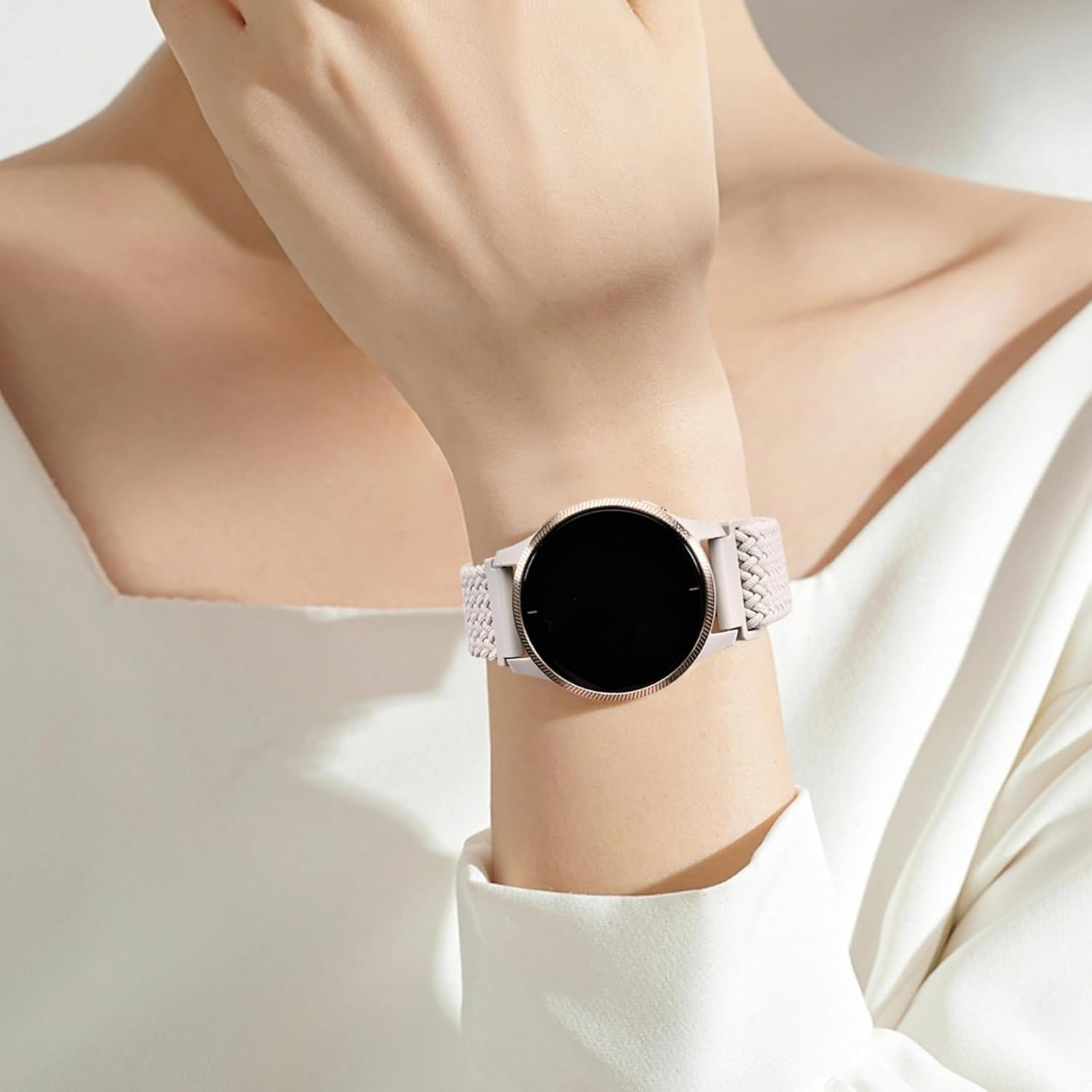 2 Pack 20Mm Nylon Loop Watch Band Compatible with Garmin Vivoactive 6/5/3/3 Music/Venu/Venu Sq/Venu Sq 2/Venu 2 Plus, Braided Elastic Strap Replacement for Forerunner 570 42Mm/55/165/245/645