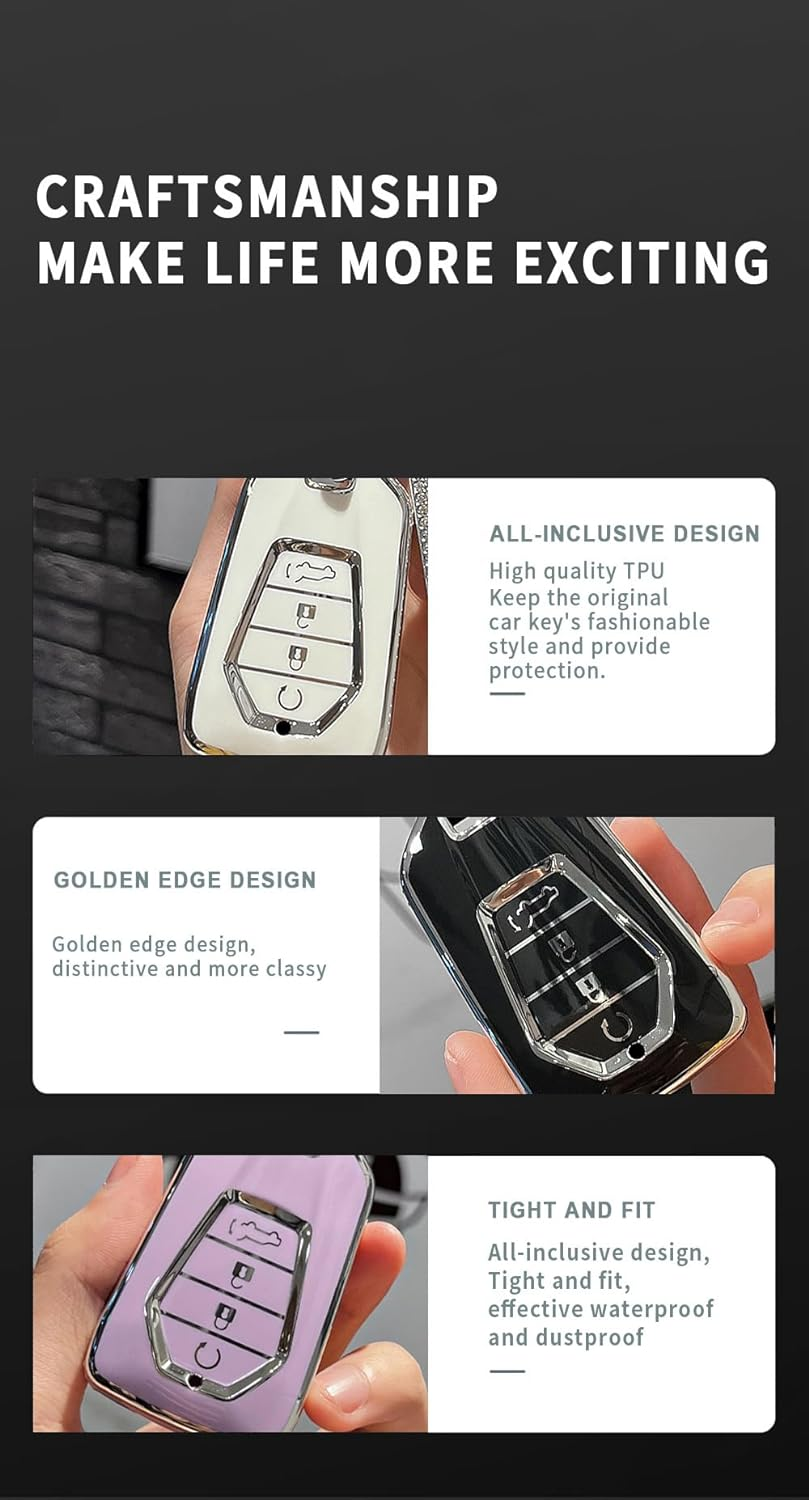 HIBEYO 4 Button Key Fob Cover for Isuzu New MU-X X Series DMAX D-Max X-Terrain Pickup 2020 2021 2022 2023 Accessories image number 7