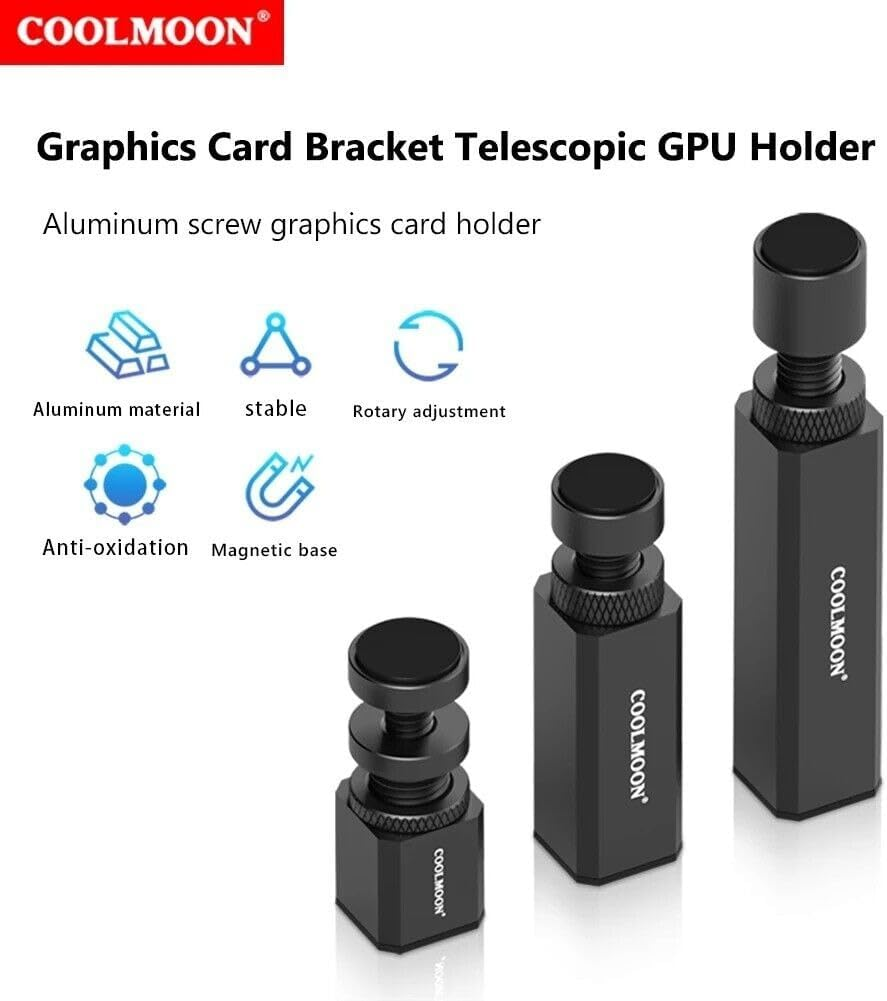 COOLMOON Aluminum Alloy Chassis Graphics Card Bracket 5.0-8.0Cm (Black) image number 3
