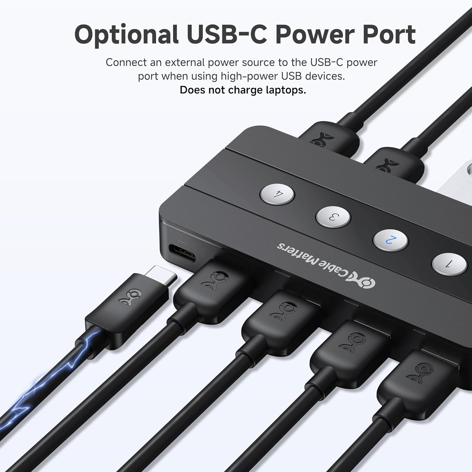 Cable Matters 4 Port USB 3.0 KVM Switch with Remote, USB Sharing Switch for 4 Computers and USBA Peripherals - Button or Remote Switching, Includes a USBC Adapter for USBC / USB4 / Thunderbolt 4 image number 5