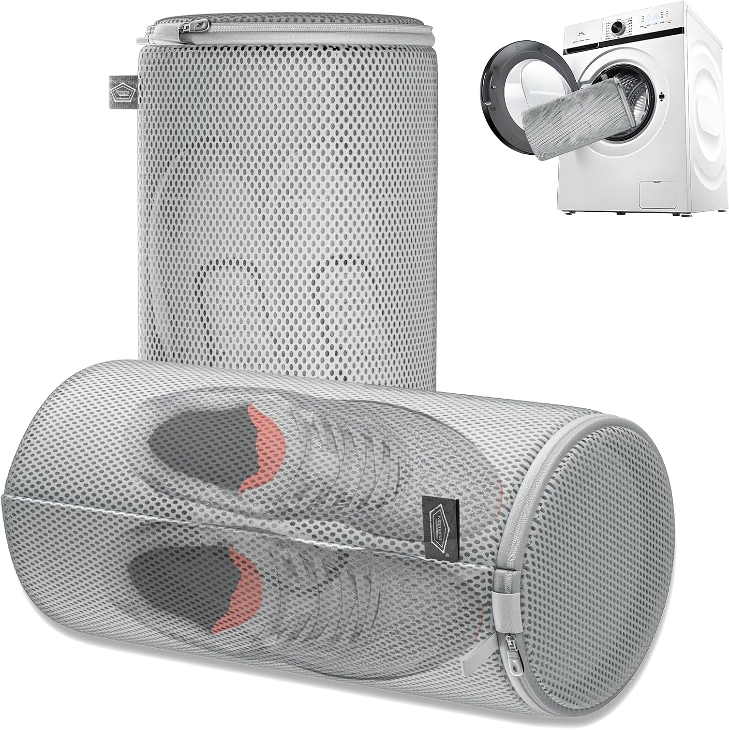 Kimmama Shoe Washing Machine Bag,Laundry Shoes Bag,Sandwish Mesh Sneaker Washing Machine Bag,Shoe Cleaning Sack for Gym Shoes,Sneaker,Slipper, Blue, 8X8X15"