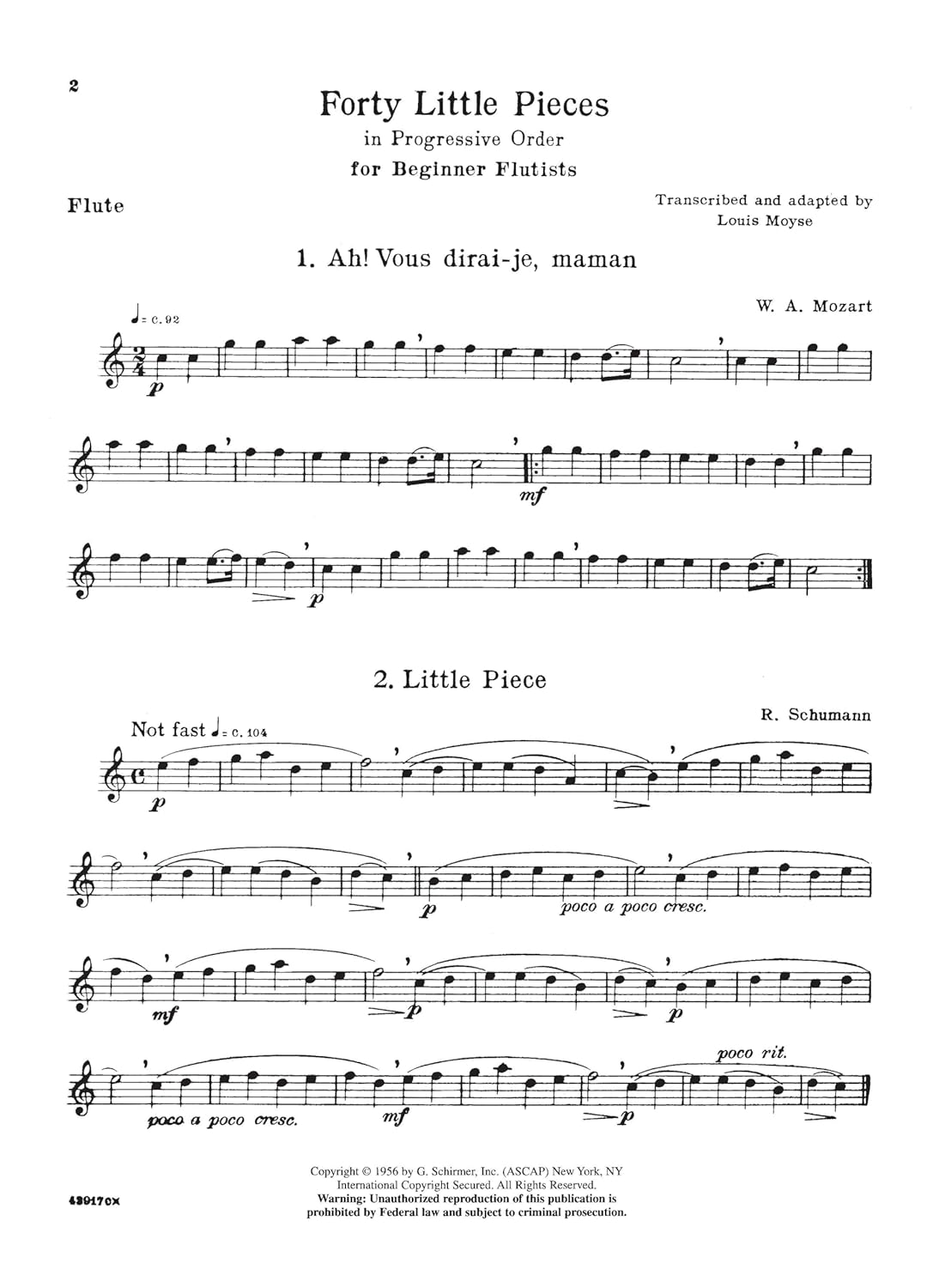 40 Little Pieces in Progressive Order (Louis Moyse Flute Collection): for Flute & Piano image number 2