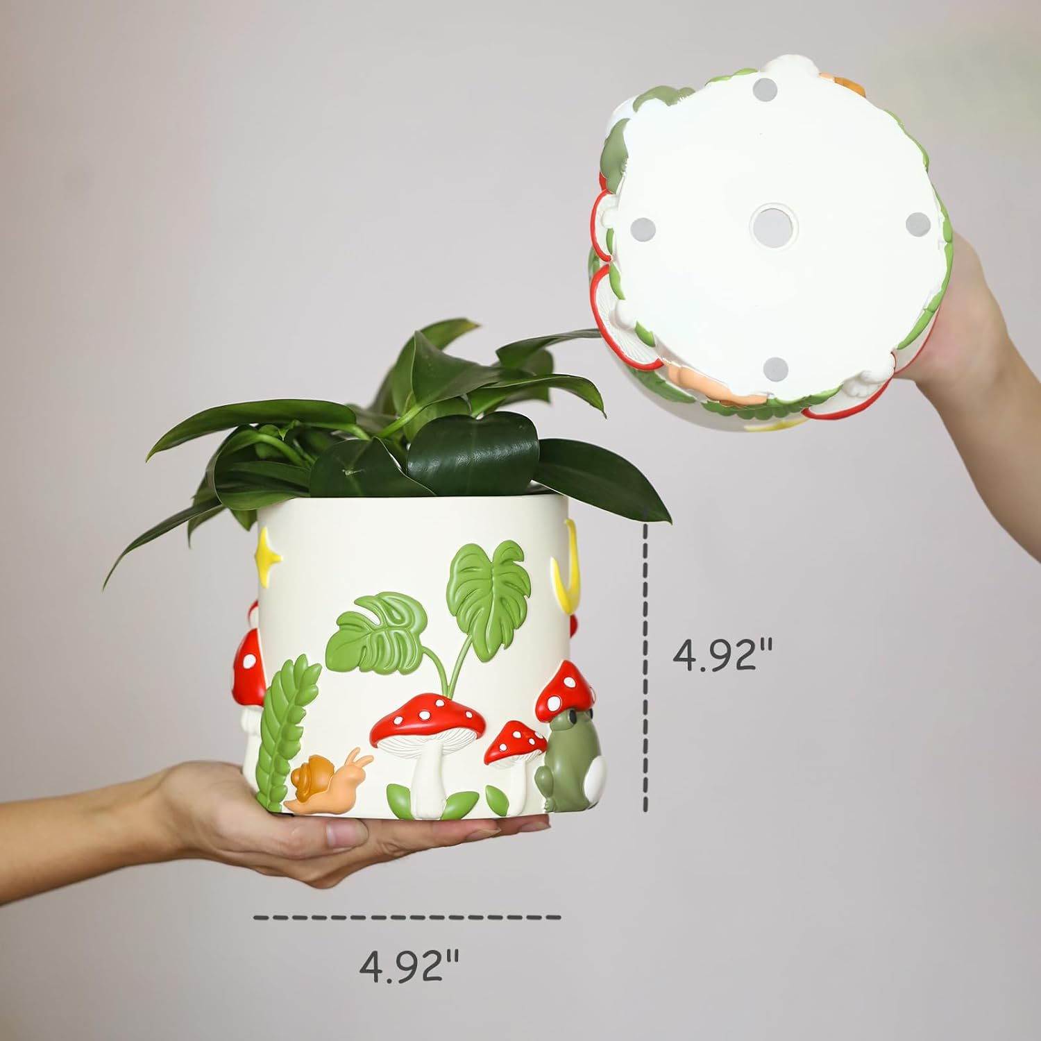 GUGUGO Colorful Frog Garden Plant Pots, Cute Unique Succulent Planters with Drainage, Rainbow Small Mushrooms Flower Planters Pots for Indoor Plants, Funny Eclectic Home D&eacute;cor (B, 5Inch) image number 5