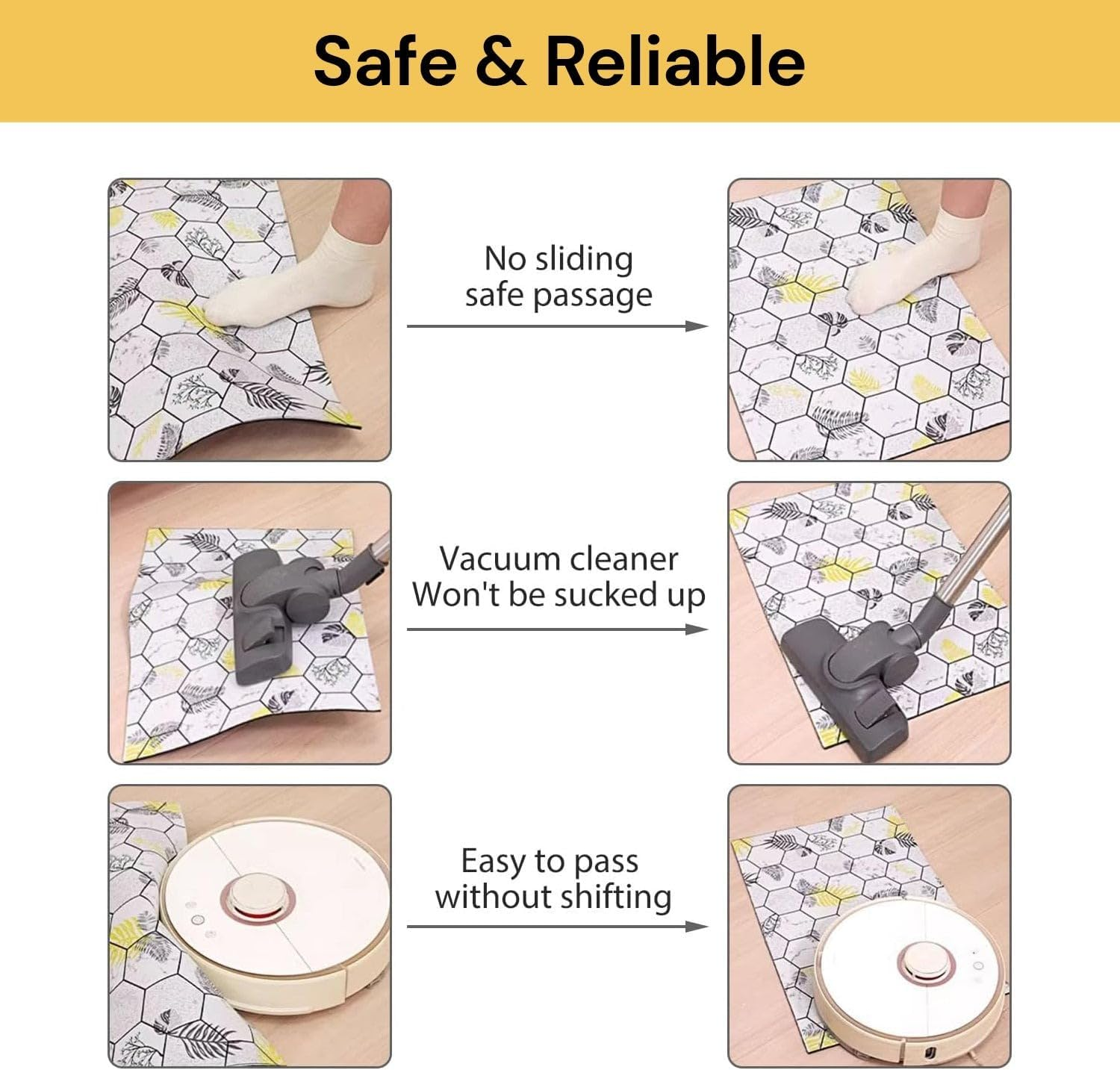 Spendeal 16 Pcs Rug Grippers, Double Sided anti Curling Non Slip Reusable Rug Pad, Washable Rug Tape for Hardwood Floors, Tile Floors, Carpets, Floor Mats, Wall (16, Triangle) image number 4