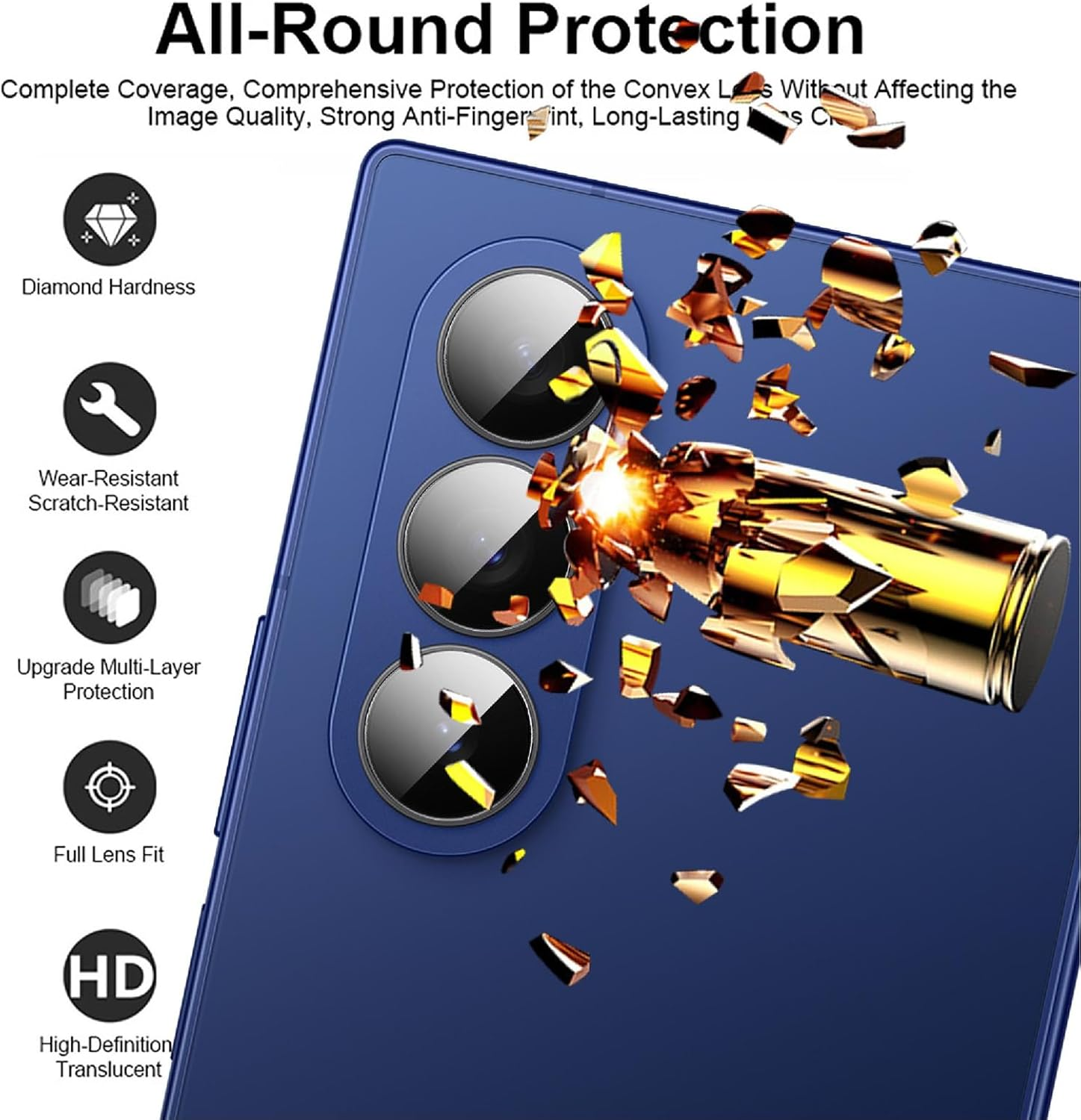 GIOPUEY Ultra Thin Pack of 4 Camera Protection Compatible with Samsung Galaxy Z Fold 7, HD Camera Glass Screen Protector [Scratch-Resistant] Camera Protector image number 2