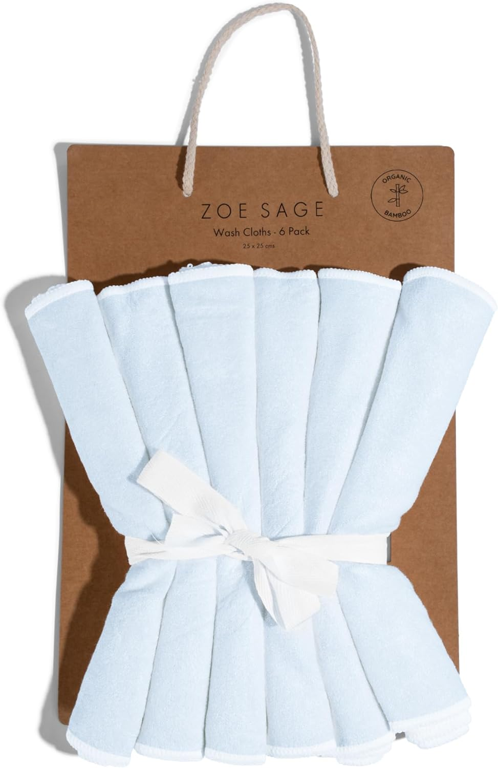 6-Pack Organic Bamboo Baby Wash Cloths - Ultra Soft Baby Face Washer, Newborn Bath Essential, Gentle Towel for Sensitive Skin - Super Absorbent Baby Washcloth for Everyday Use by Zoe Sage (Submarine)
