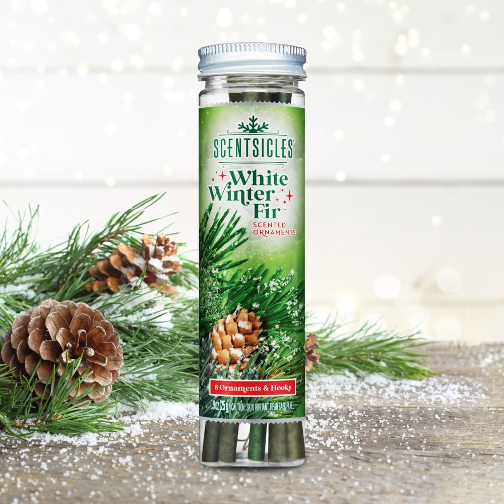 Scentsicles White Winter Fir Scented Christmas Tree Ornaments - 1 Bottle (6 Sticks Total) and 1 Bottle Scent Mister Spray (4 Oz) Multi Pack image number 2