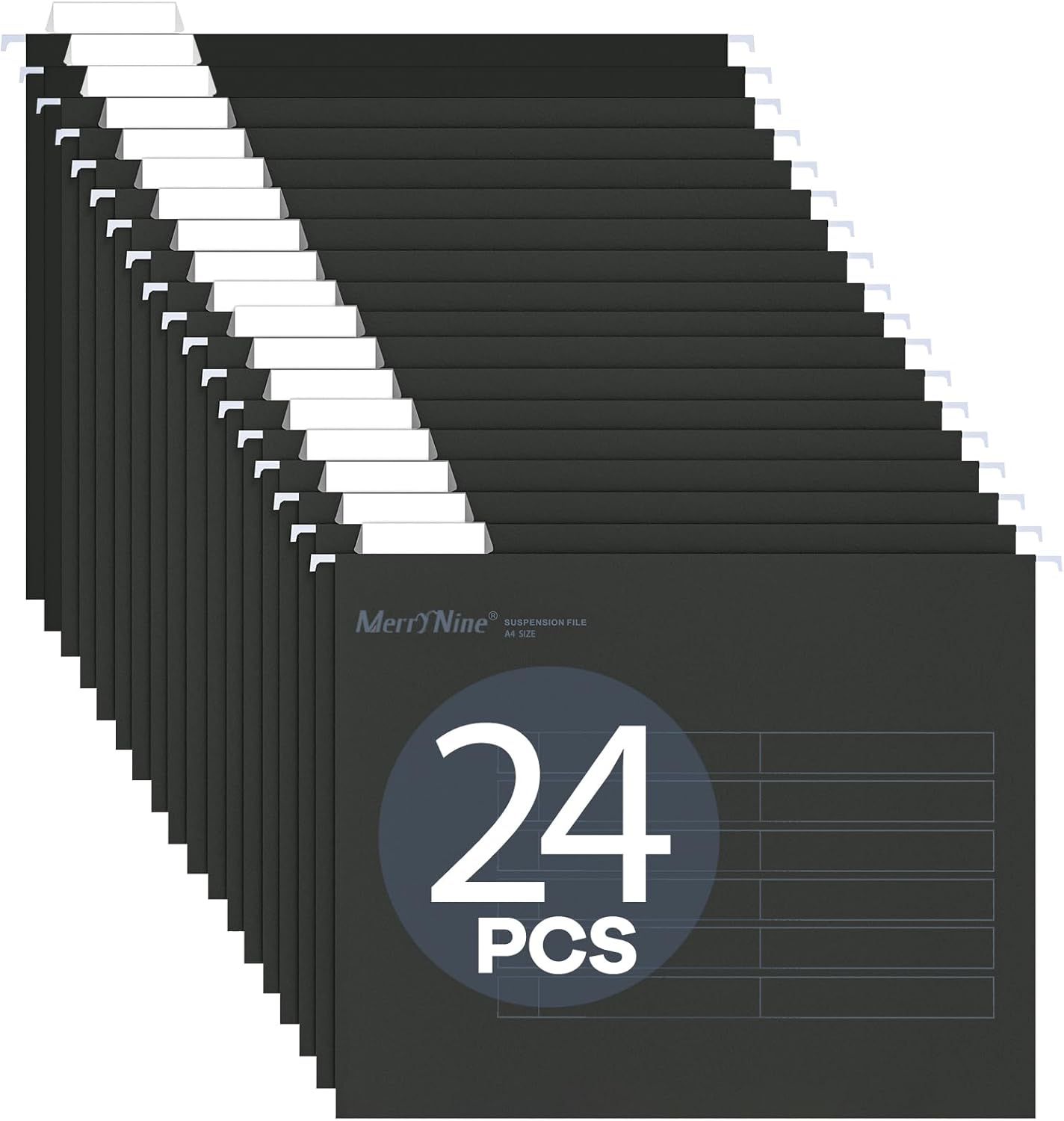 Merrynine 24Pcs A4 Suspension Files, A4 Hanging Filing Cabinet Suspension Files with Tabs and Card Inserts for School Home Work Office Organization (Mixcolor)