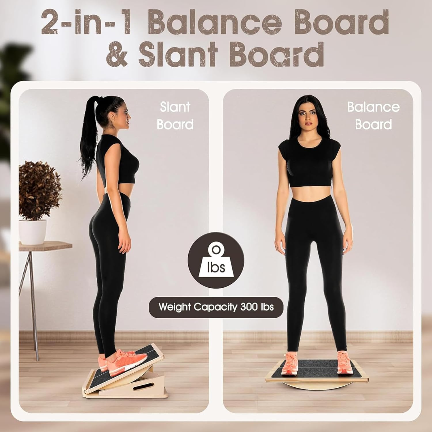 Portable Wooden Slant Board for Calf Stretching, Adjustable Incline Calf Stretcher for Knees Ankle Heel Feet Leg, Squats & Physical Therapy, Natural 39 * 29 * 11Cm
