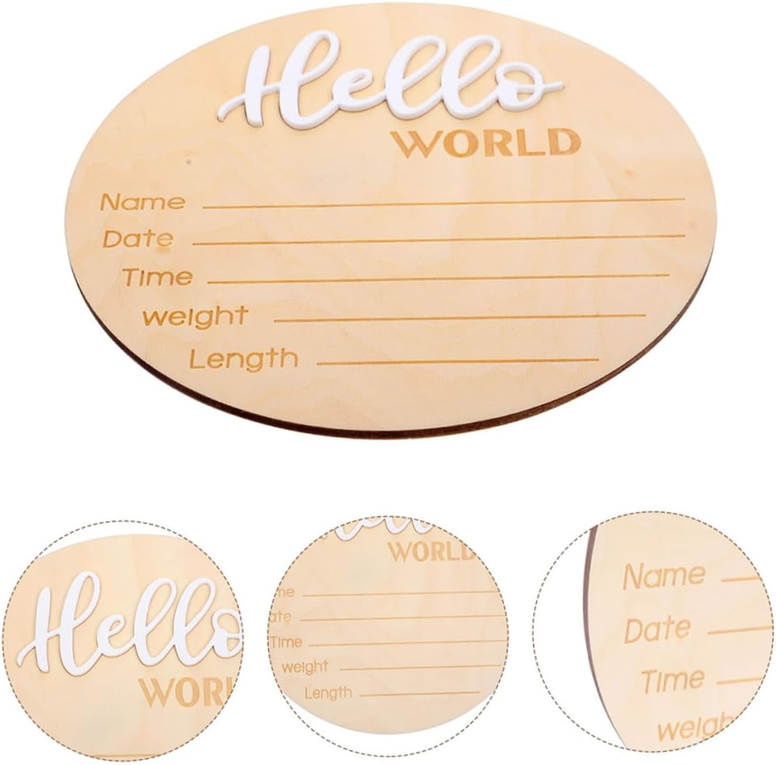 2Pcs Wooden Name Sign Announcement Sign for Newborn Photo Prop Decor for Nursery Cards