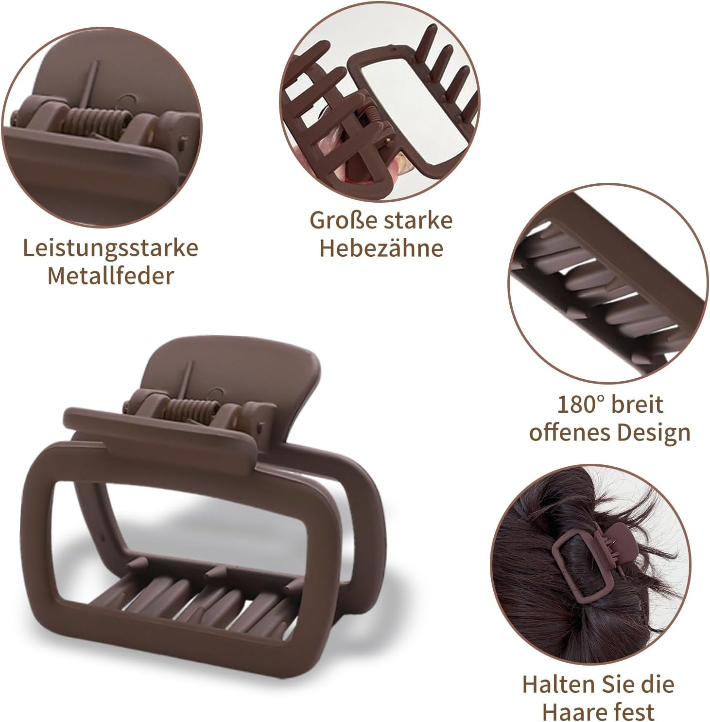 4-Piece Set Elegant Square Hair Clips, Matte Claw Clips, Non-Slip Design, Strong Hold, Hair Styling Accessories for Women and Girls image number 1