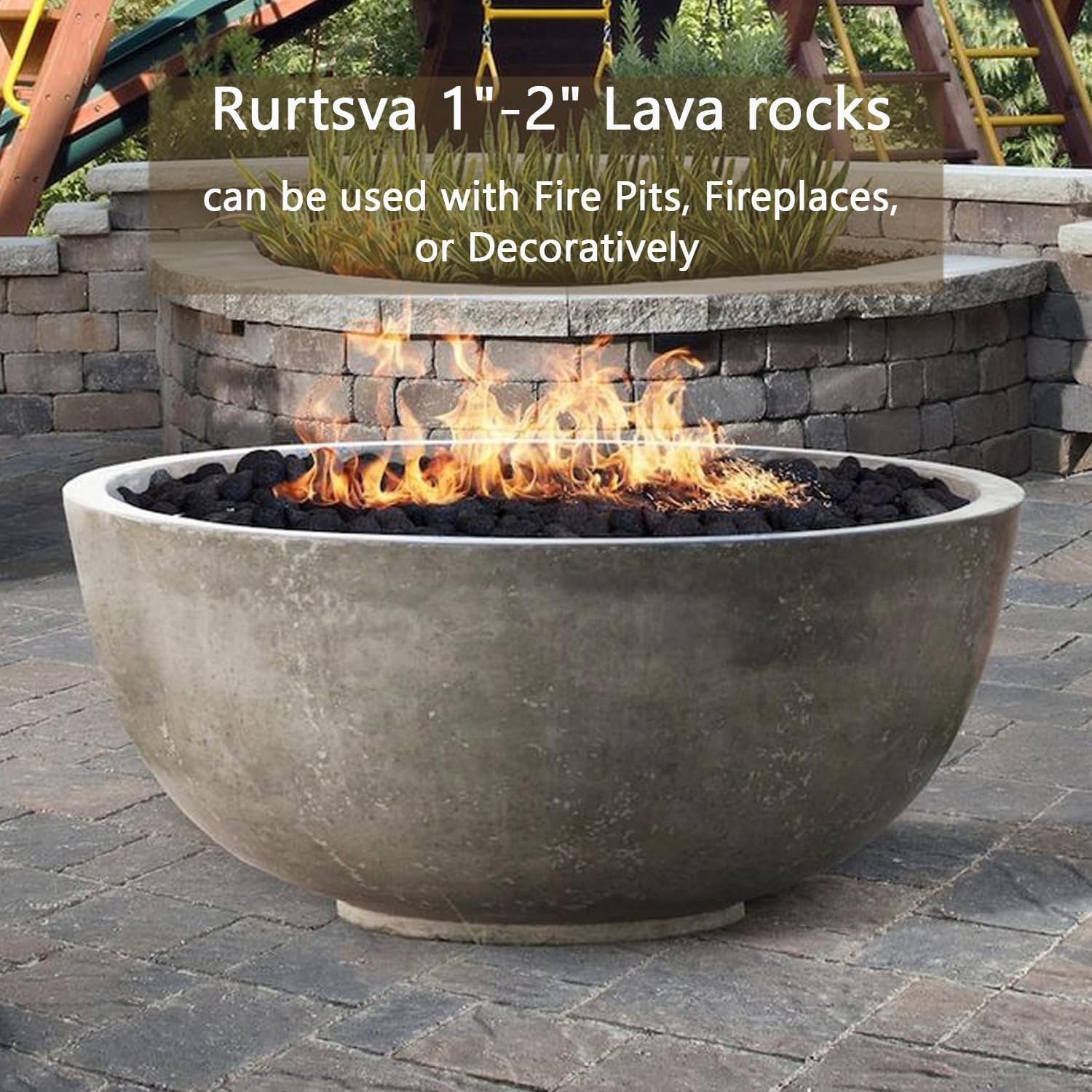 Medium Lava Rock 5LBS, 1' - 2' Natural Volcanic Stones Use in Fireplace, Fire Pit or Bowl Rocks for Indoor Outdoor Natural Gas Propane Fires and Decorative Landscaping-Black image number 2