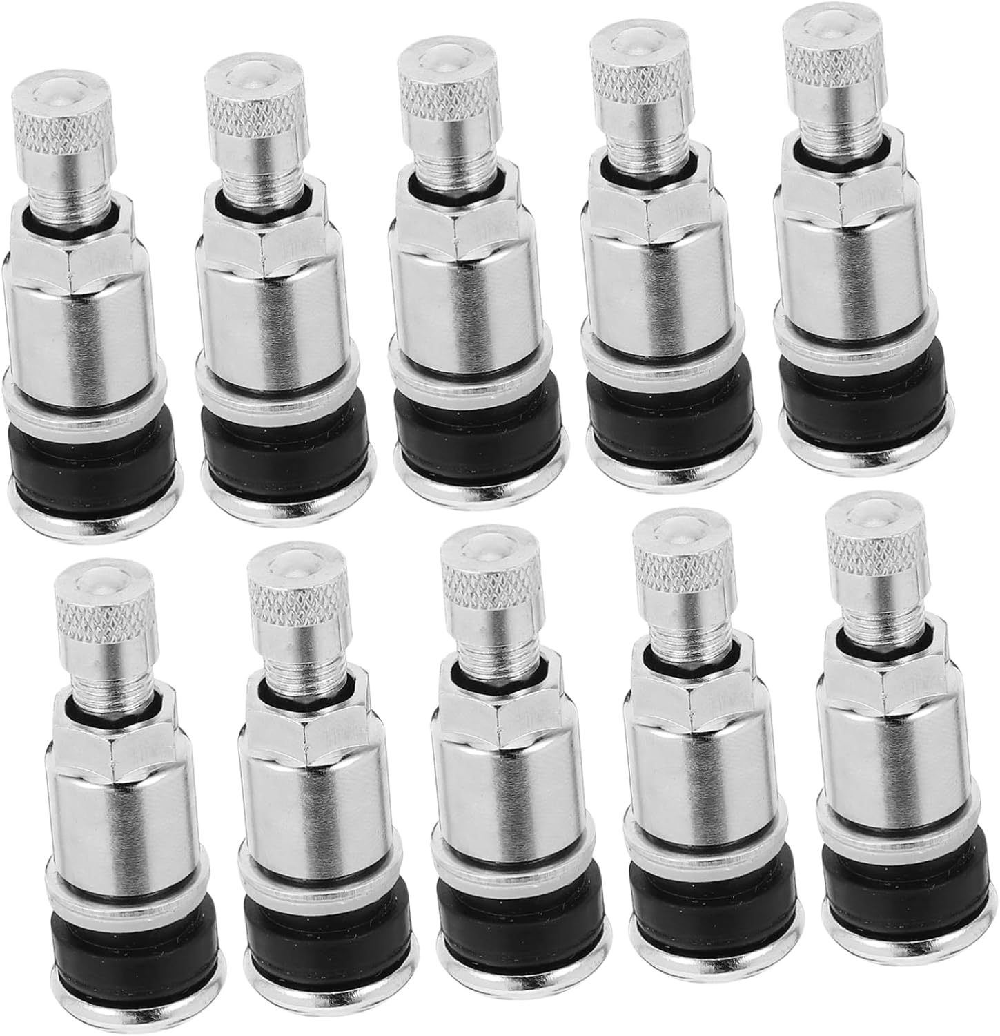 DINHEAROM 10Pcs Bolt-In Car Tire Valve Stems with Striped Caps Tubeless Wheel Valve Stems for Automotive and Motorcycle Tire Repair image number 5