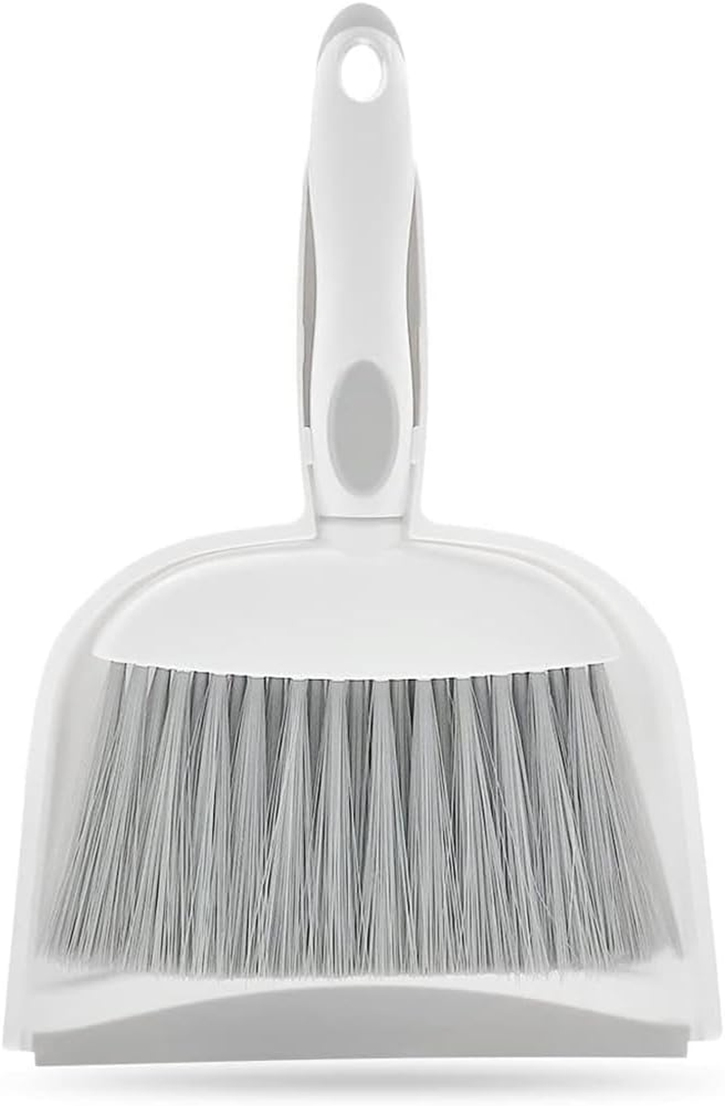 Mini Broom and Dustpan Set for Desk, Home, Kitchen Necessities - Small Brush Set with Whisk Broom (Gray) image number 4