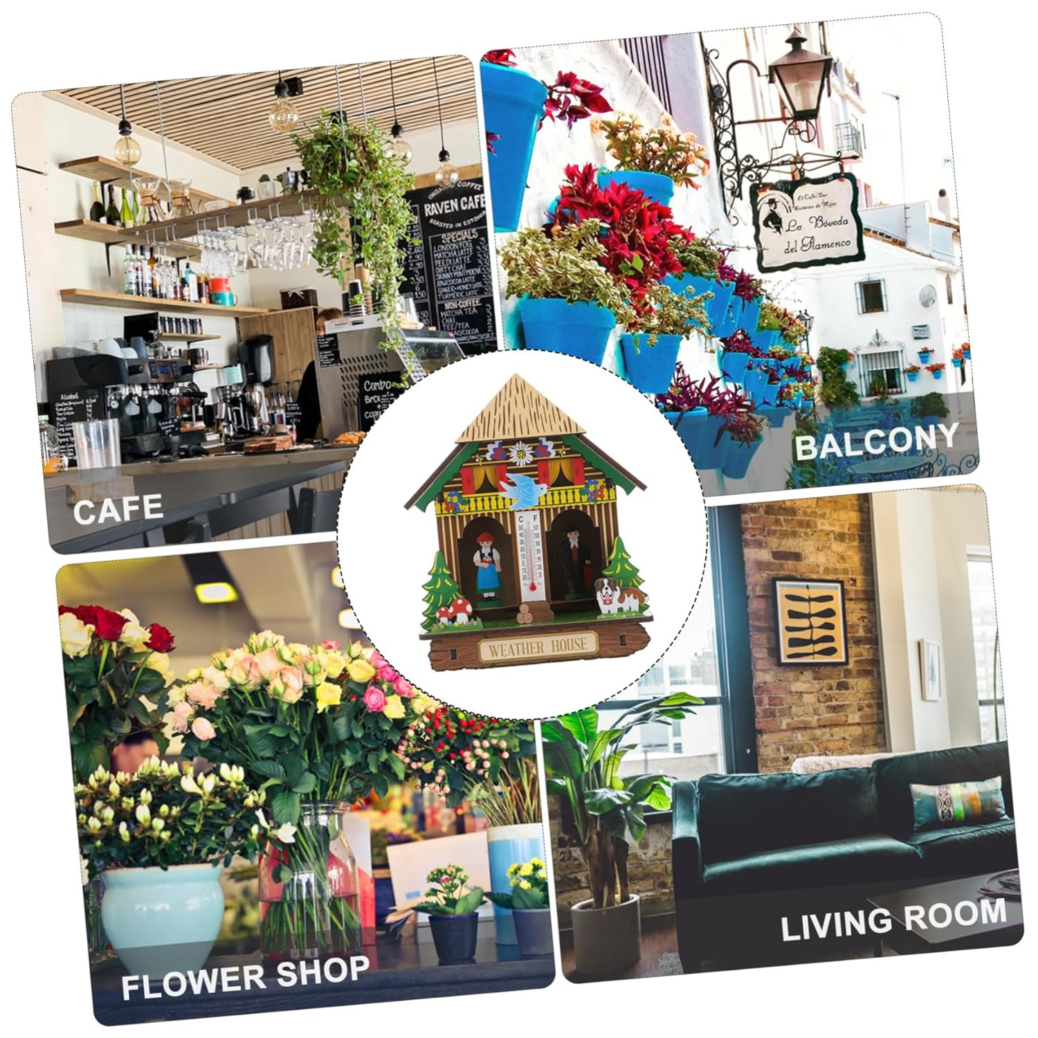 DECHOUS Wall Hanging Barometer Home Weather House Temperature and Humidity Practical Design for Indoor Use Random Color