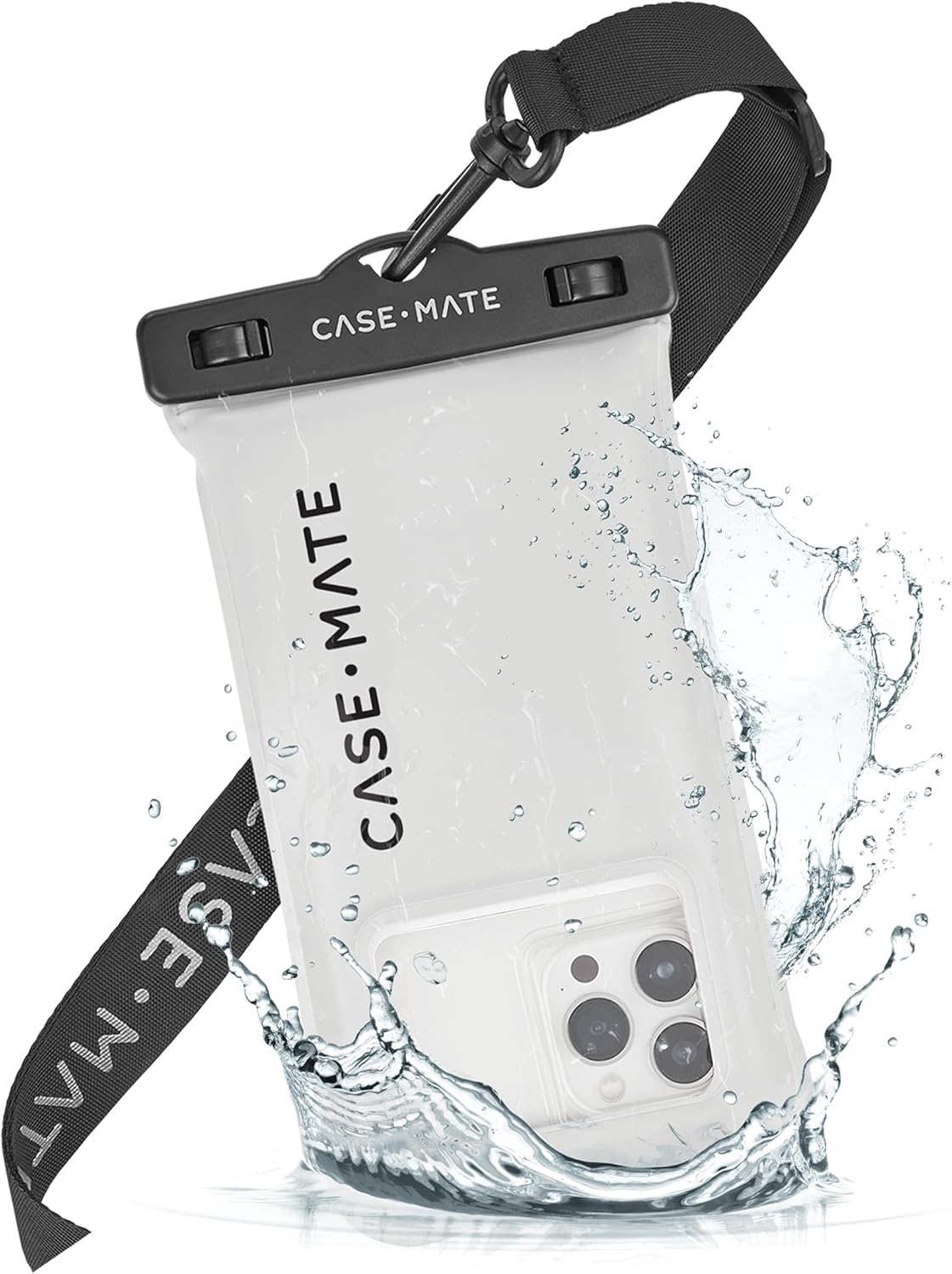 Case-Mate - IP68 Waterproof Phone Pouch/Case [Touchscreen Compatible] - Floating Waterproof Phone Case W/Crossbody Lanyard - Grey/Black - Ballet Pink image number 6