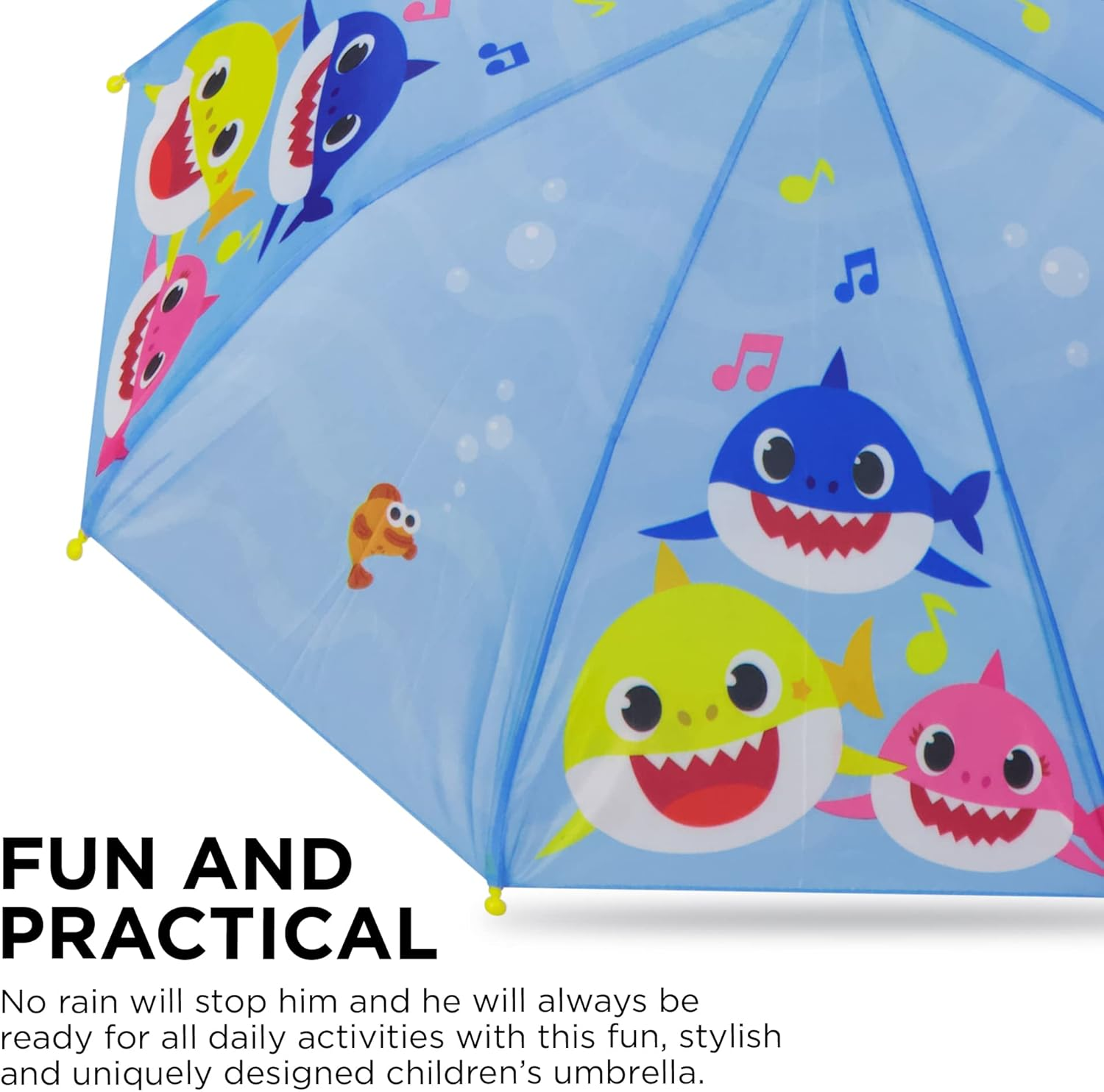 Baby Shark Kids Umbrella and Slicker, Rainwear Set for Boys and Girls, Blue/Yellow, Age image number 5