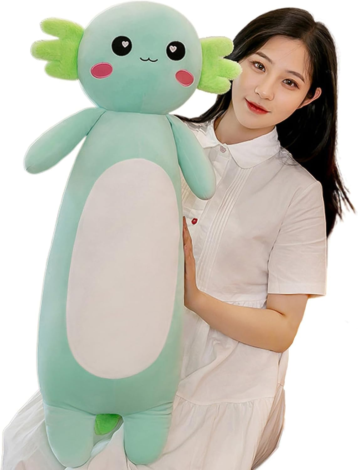 Somao Long Axolotl Plush Pillow, Cute Axolotl Stuffed Animal Body Plush Soft Plushies Doll Toy for Girls Boys(100Cm/39.3Inch,Blue)