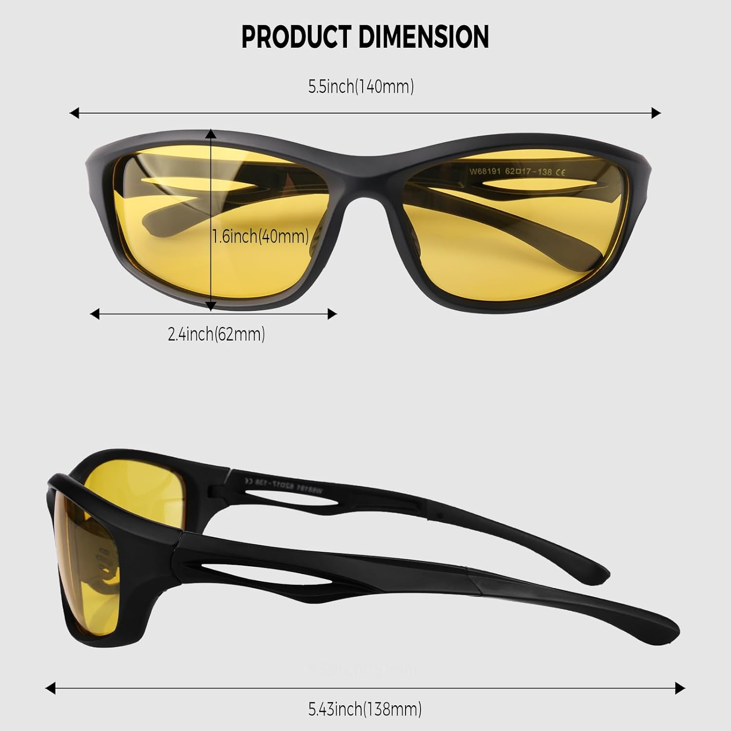 FIONOFY Night Driving Glasses for Men Women anti Glare HD Polarized Yellow Tinted Night Vision Glasses for Driving image number 4