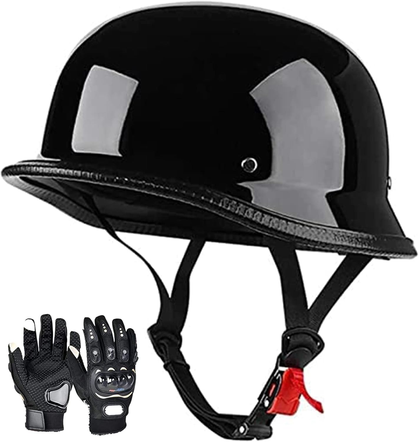 Skull Cap for Men Women Motorcycle Half Helmet DOT Approved, German Style Motorcycle Helmet Half Shell Retro Beanie Hat Open Face Helmet A, Xl=(59-60Cm)