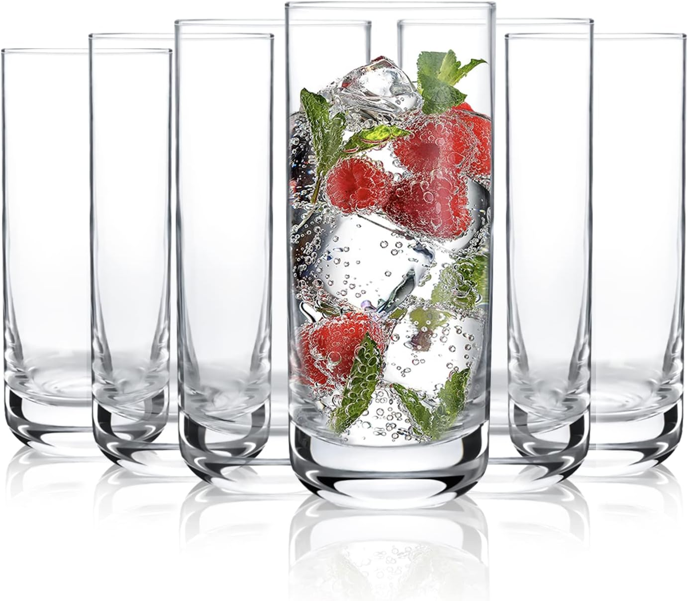 D.M DESIGN&middot;MASTER [6-Pack,13.5 Oz -Premium Highball Glasses, Heavy Base Tall Bar Glass, Drinking Glasses for Water, Juice, Beer, and Cocktail. image number 3