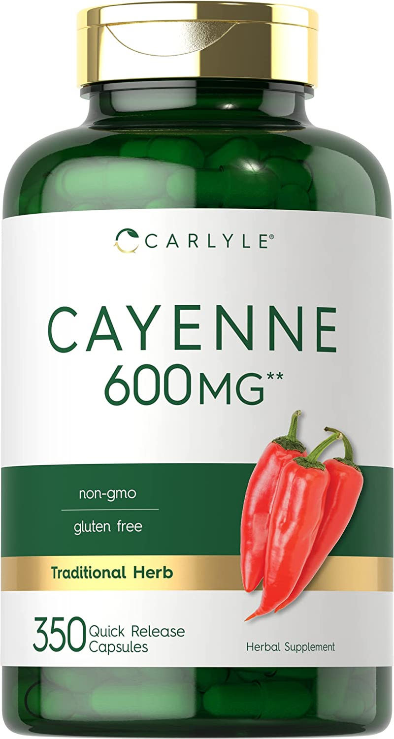 Cayenne Pepper Capsules 600Mg | 350 Pills | Non-Gmo, Gluten Free Supplement | by Carlyle image number 1