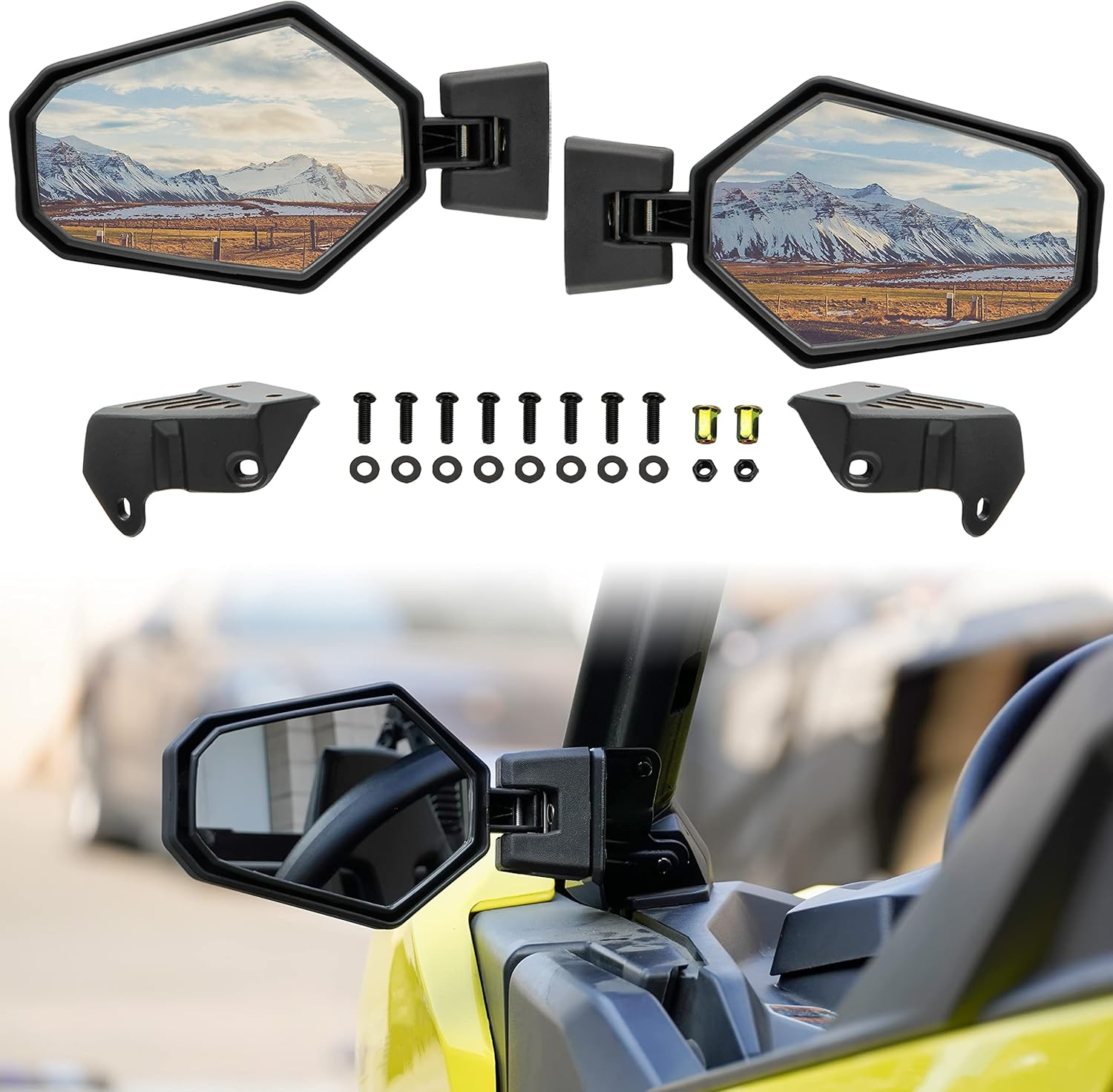 SAUTVS Adjustable Folding Side Rear View Mirrors for Can Am Maverick Trail Sport Commander, Premium Side Mirrors for Can-Am Maverick Trail Sport Commander 2018-2025 Accessories(2Pcs, 715003639)