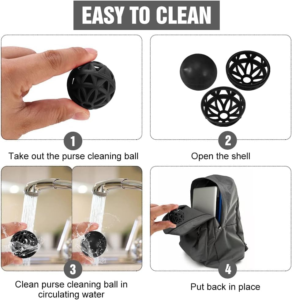 Purse Ball Cleaning Ball Reusable Purse Clean Ball, 3Pcs Purse Cleaning Ball,Reusable Purse Clean Ball,Clean Ball Sticky Inside,Bag Clean Ball,Bag Cleaning Ball,Cleaning Ball Mini Clean Ball for Purse image number 2