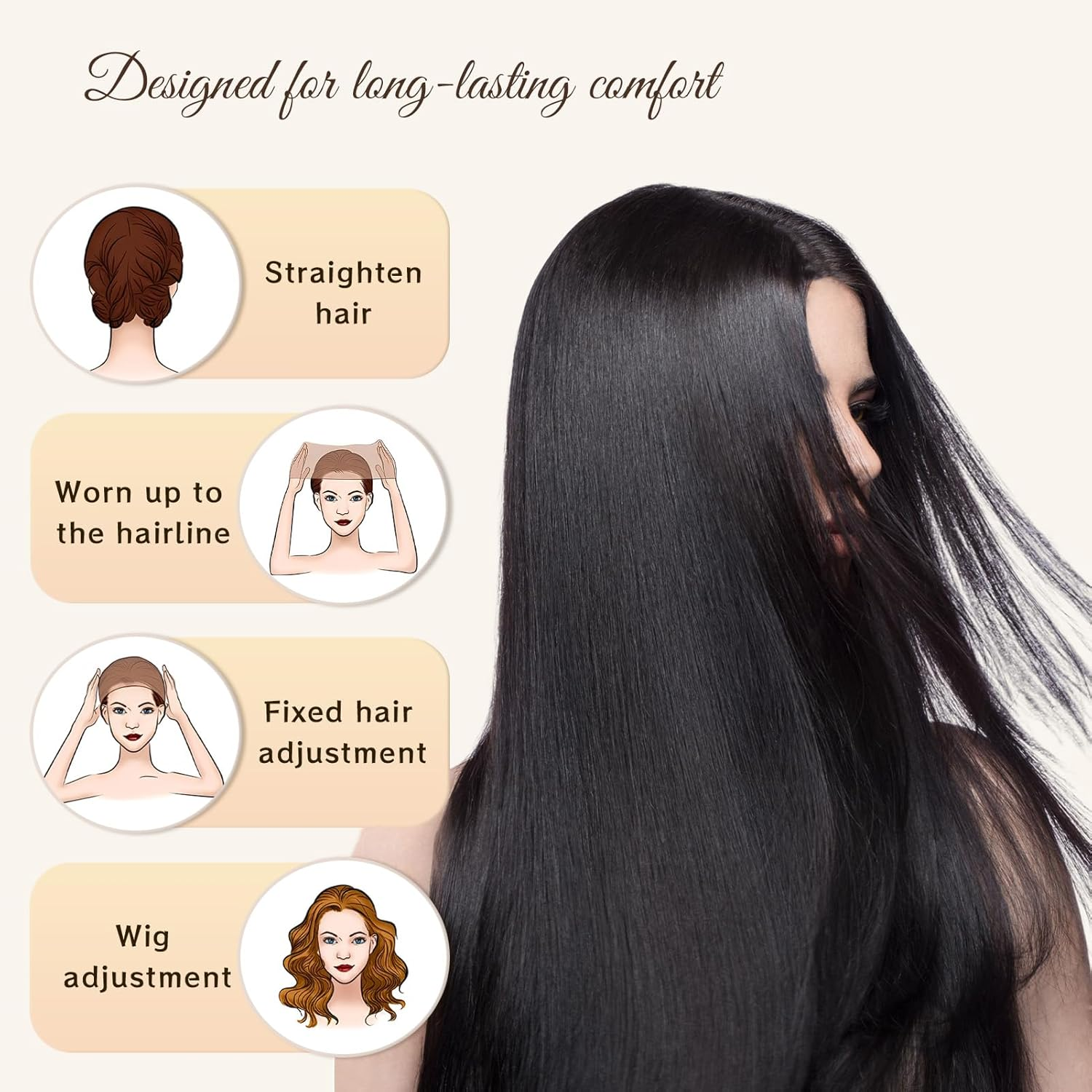 6 Pcs Fishnet Wig Cap,Elastic Mesh Net Wig Caps,Stocking Wig Caps Stretchy Nylon Wig Cap for Long Thick Hair (Black) image number 2