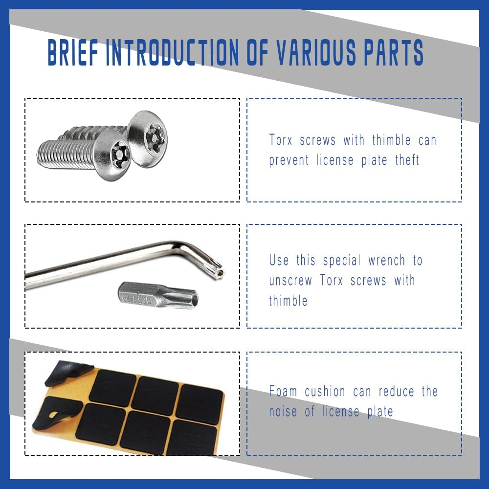 8PCS anti Theft License Plate Screws, Tamper Resistant Licence Plate Kit, Stainless Steel License Plate Screws for Protection Car License Plates image number 6