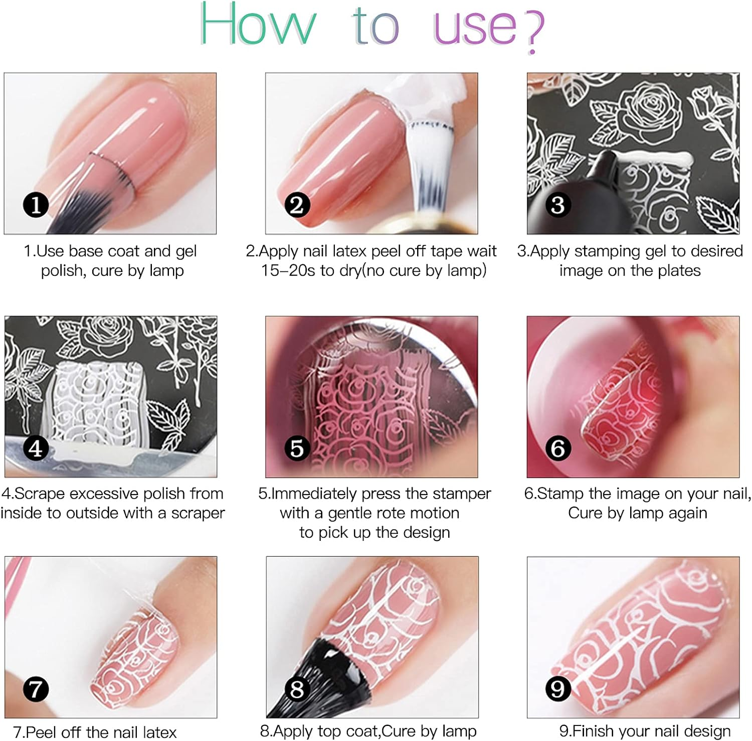 SEISSO Stamping Nail Polish Gels, 12 Colors Stamping Gels Black White Glitter Green/Silver/Golden for Nail Stamp Plate Stamper image number 2