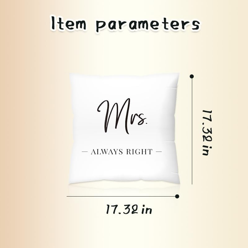 Romantic Couple Pillow Cover Gifts for Husband Hubby Mr Right Pillowcase for Newlywed Fiance Wedding Anniversary Birthday Gifts for Him Boyfriend Groom 18X 18 Cushion Case Bedroom Home Decor