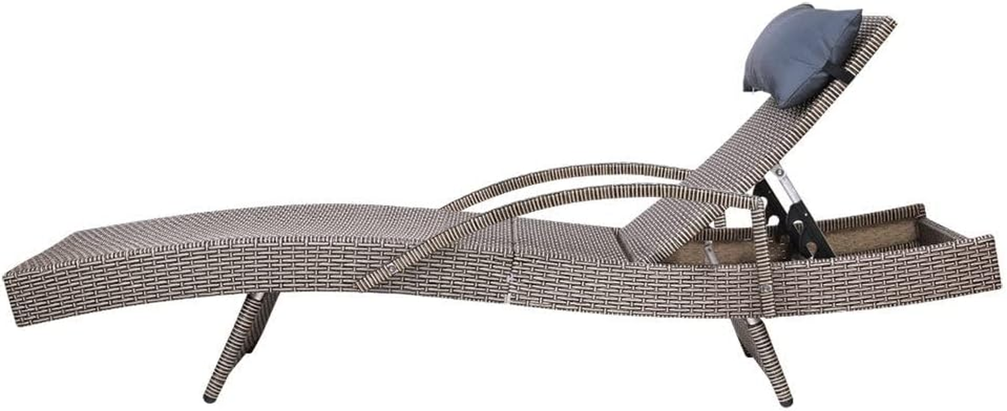 Gardeon Chaise Lounge Chair with 4 Adjustable Position Thickened Cushion Grey image number 4