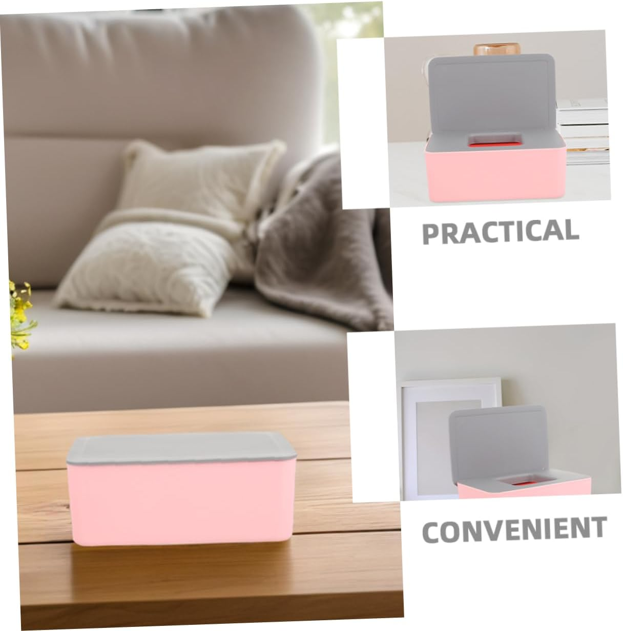 2Pcs Elegant Material Wipes Storage Box Large Capacity Wet Tissue Case for Home image number 3