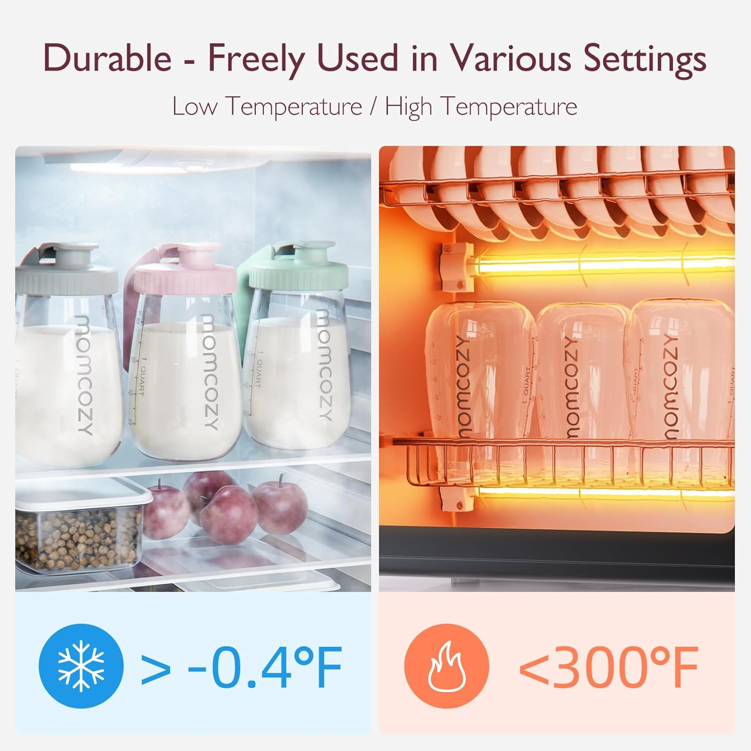 Momcozy Breast Milk Pitcher, Resistant to Heat and Cold Abrupt Temp Swings, No Leak Breast Milk Fridge Storage Container with Wide Mouth, Fast Baby Formula Maker, Breastfeeding Essentials, Pink image number 4