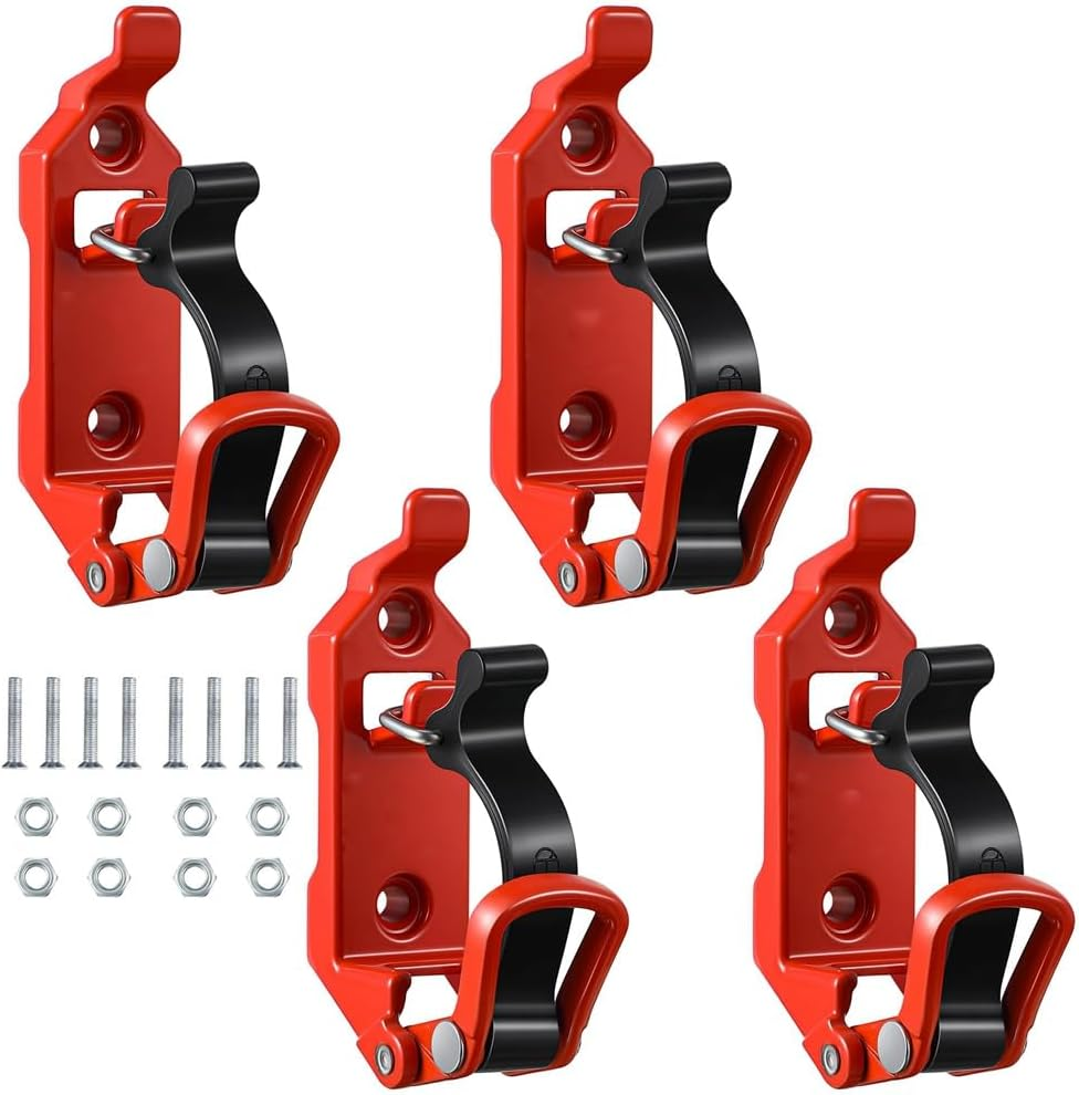 Shusmda Shovel Mount for Roof Rack, Metal Rubber Clamps, Wall Mounting Brackets, Quick Release Holder Mount Kit(4 Pcs) Red Easy Install image number 1