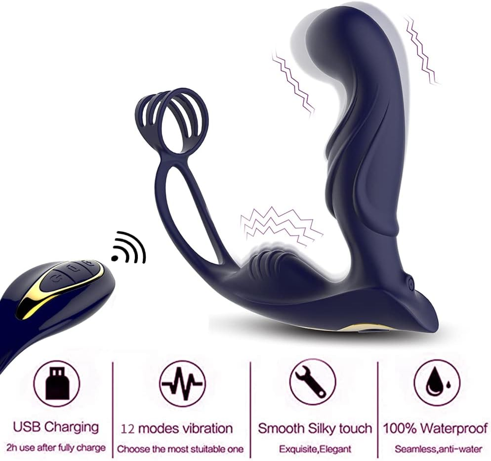 Bluetooth Remote Control Rechargeable Silicone Massager for Men, Powerful Frequency Workout Rings for Couple Bed Sports Training Equipment Cook Ring U Type Loop Ring Pro Double Motor State