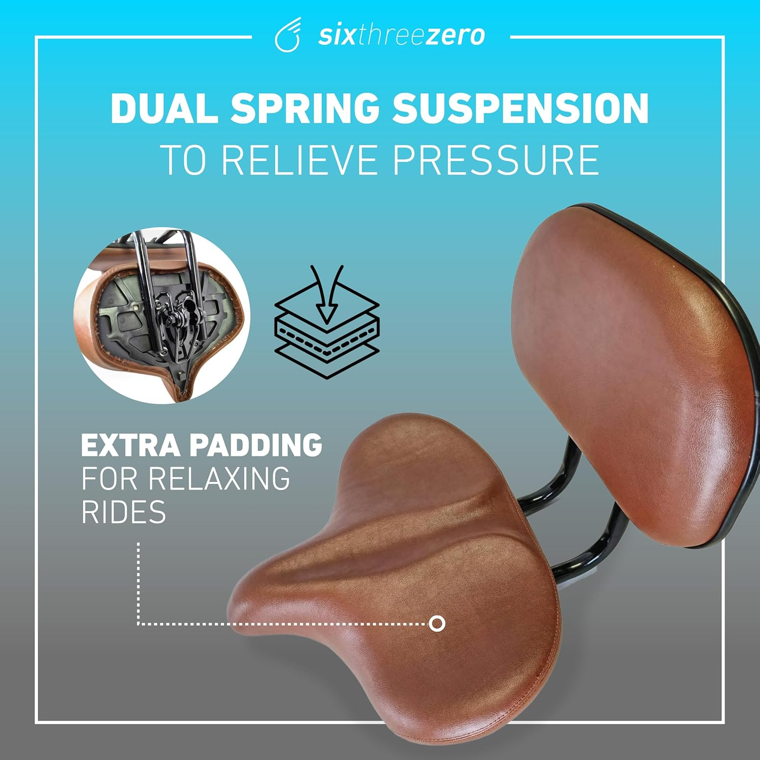 Sixthreezero Bike Seat, Comfortable Bicycle Saddle Cushion Comfort Seat for Men and Women image number 1